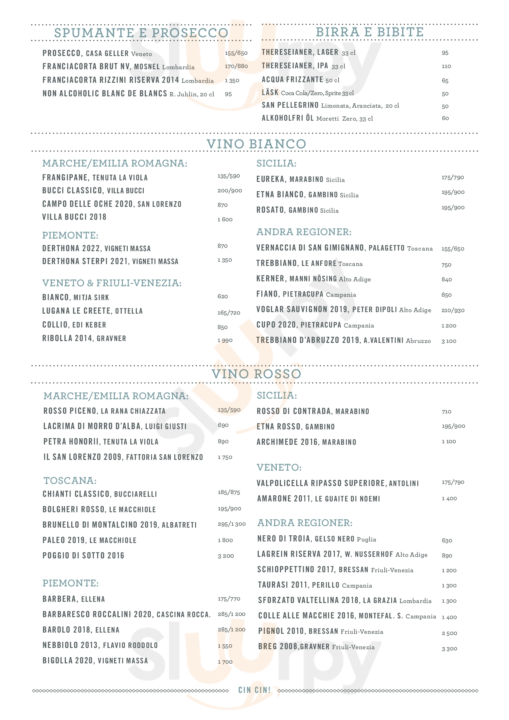 Main Menu - Trattoria Montanari