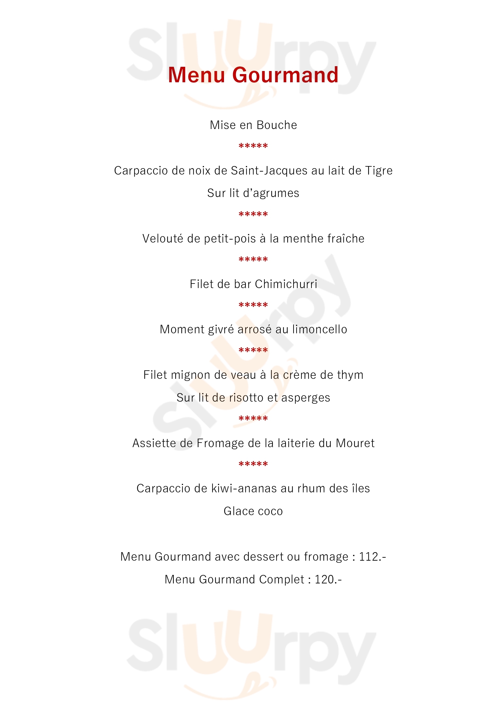 Auberge Communale La Pinte Ecuvillens Menu - 1