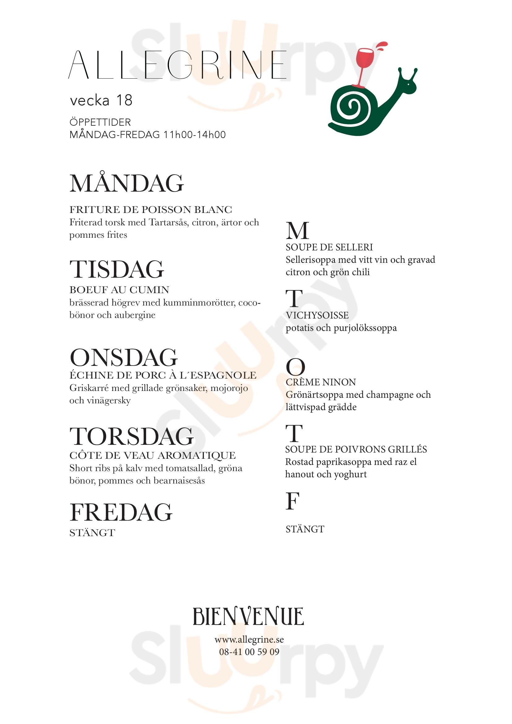 Allegrine Stockholm Menu - 1