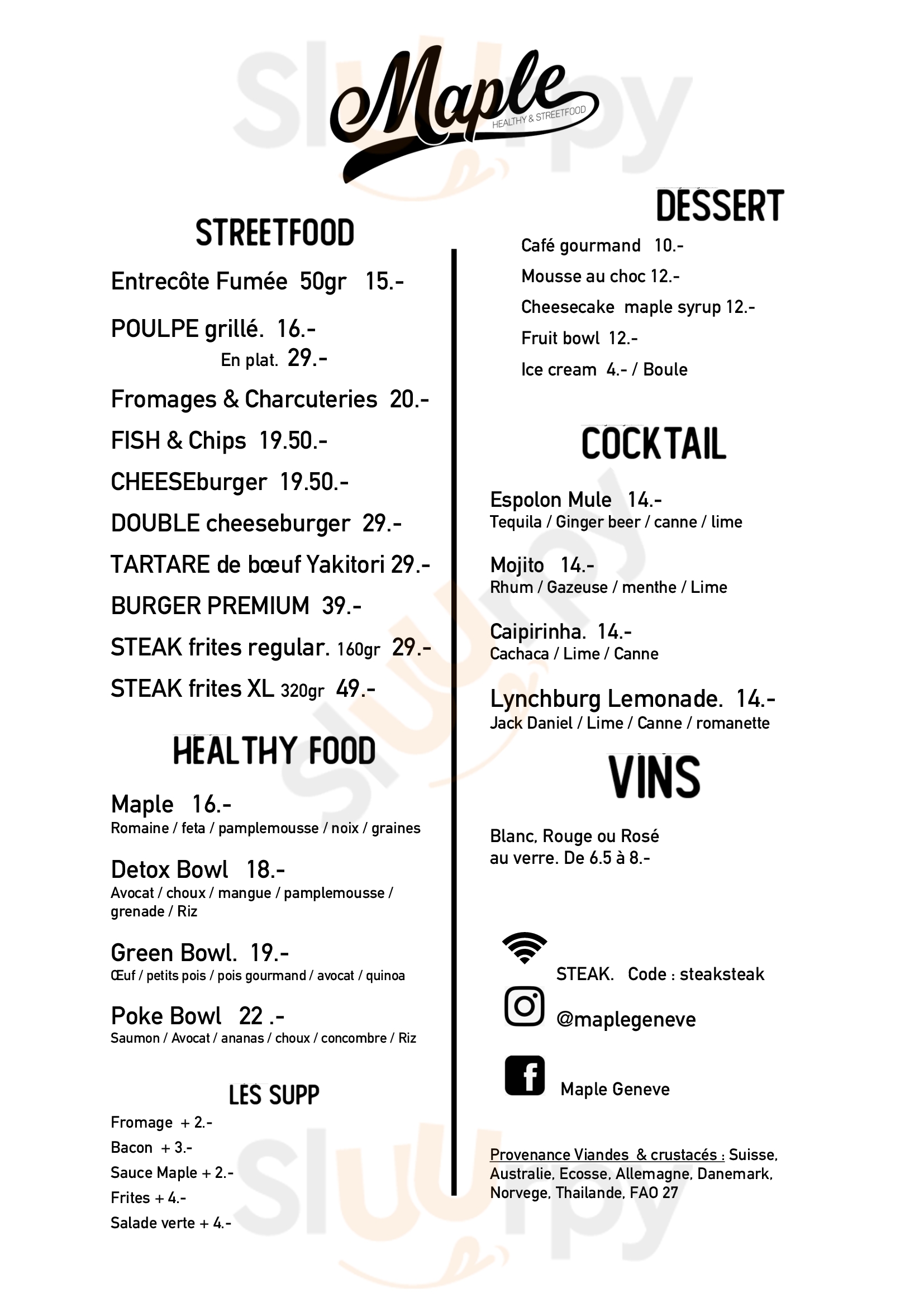 Maple Healthy And Streetfood Genf Menu - 1