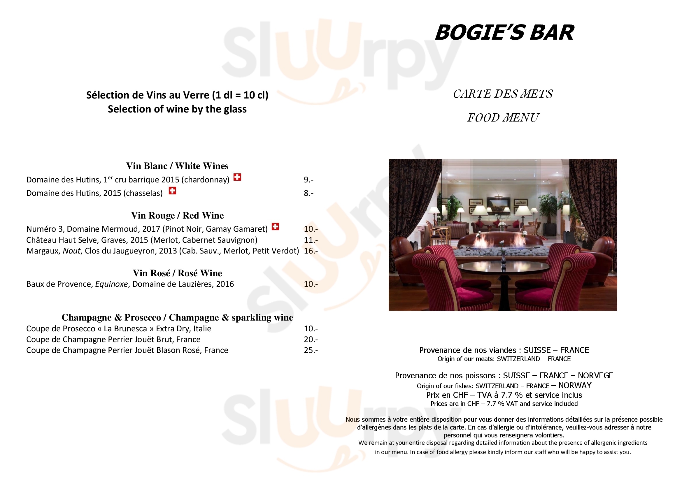 Hotel Royal - Bogie's Bar Genf Menu - 1
