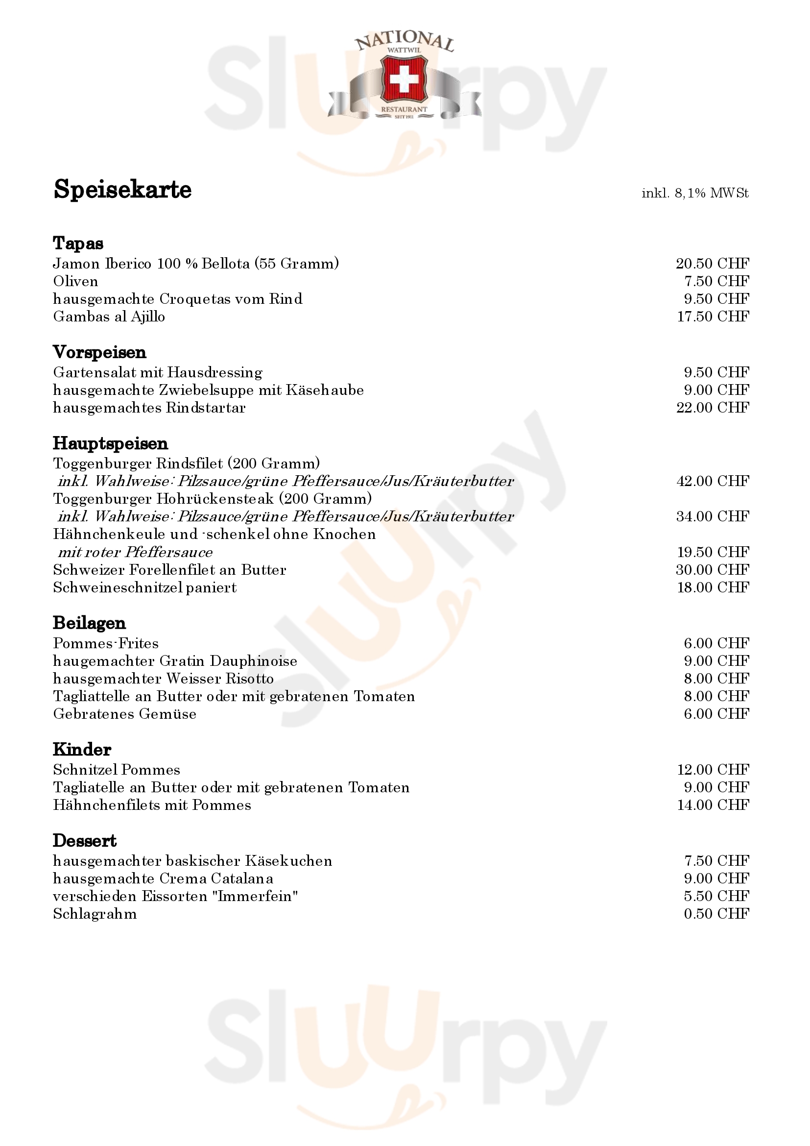 Restaurant Adler Krummenau Menu - 1