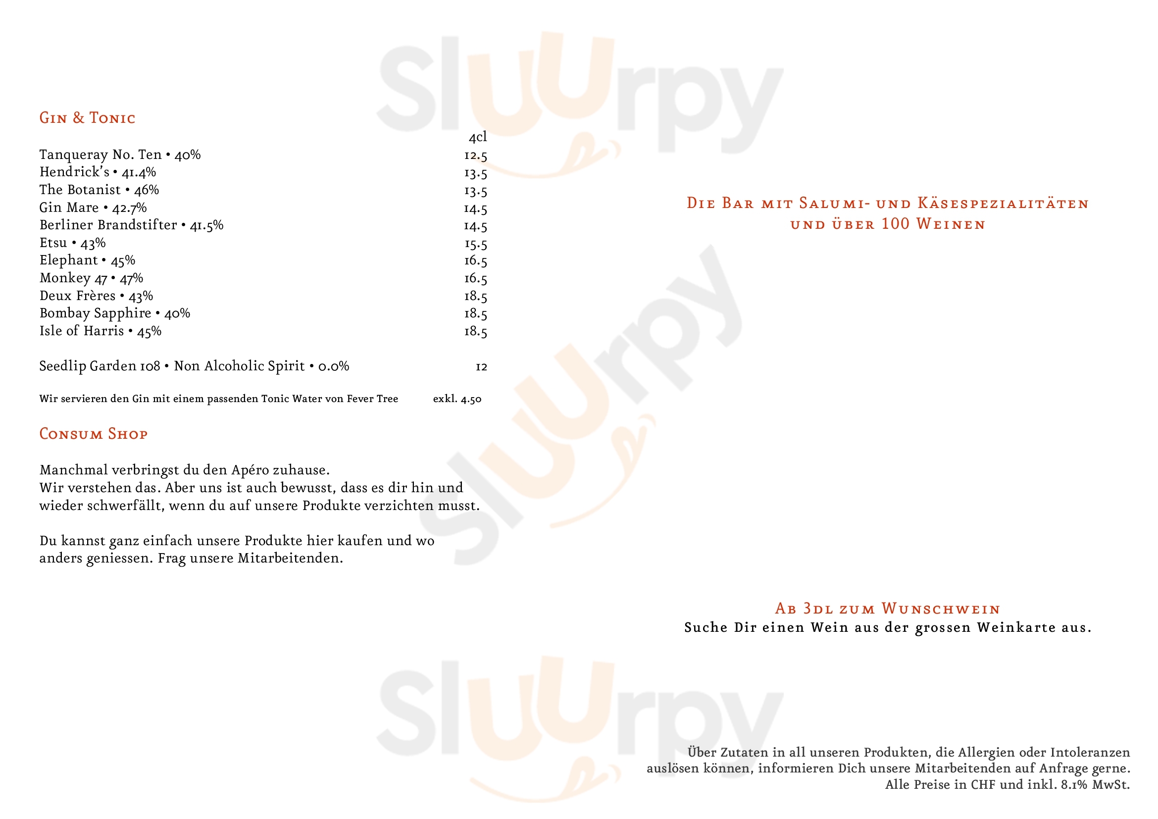 Consum Weinbar Basel Menu - 1