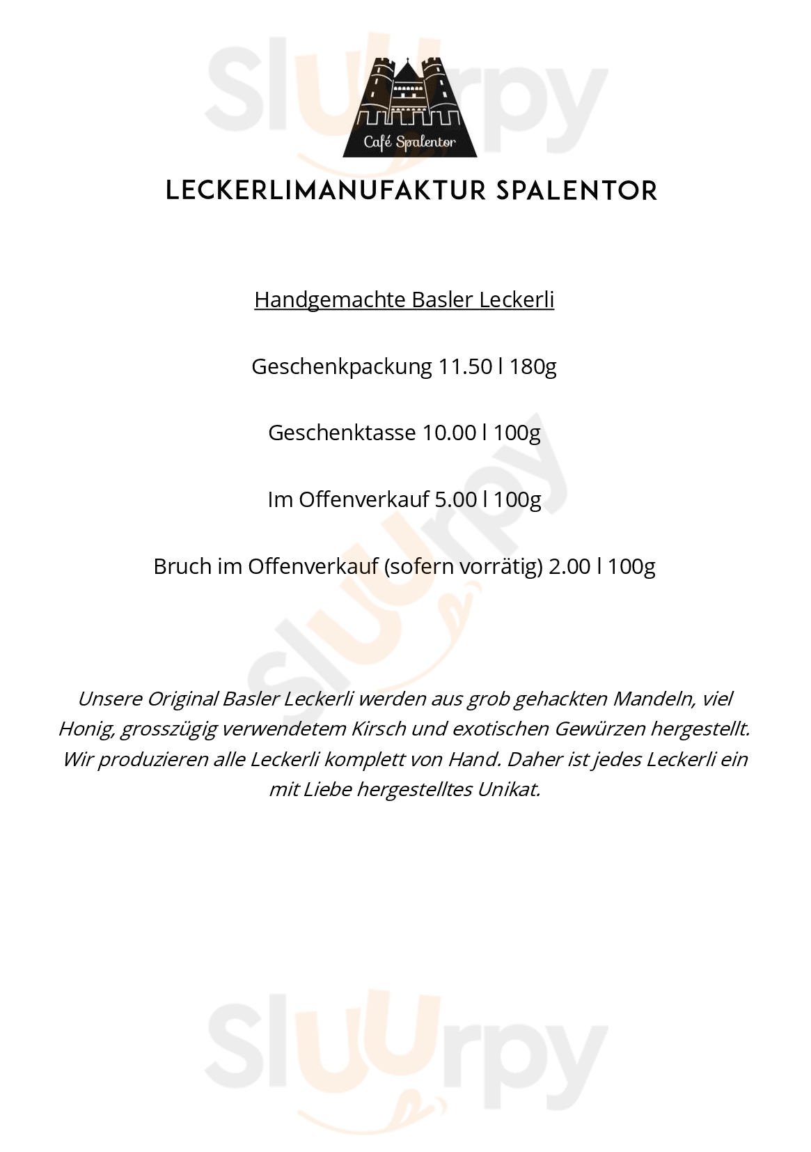Leckerlimanufaktur & Café Spalentor Basel Menu - 1