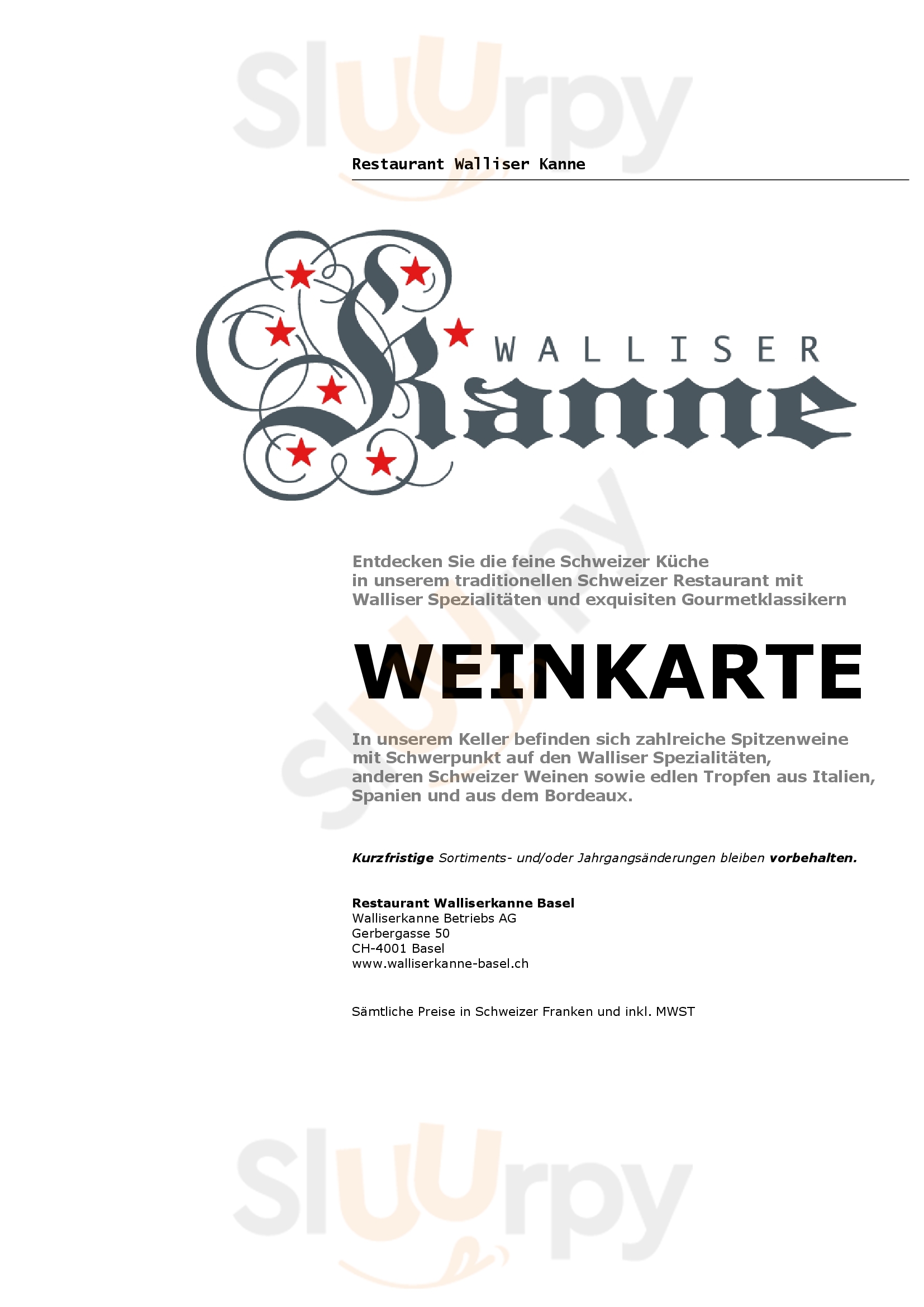 Main Menu - Walliser Kanne