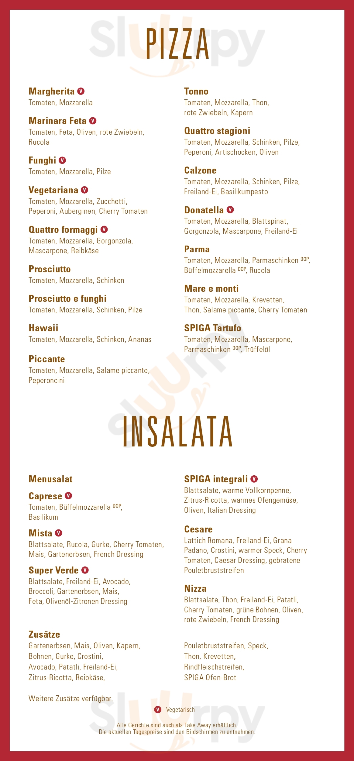 Main Menu - Ristorante Spiga