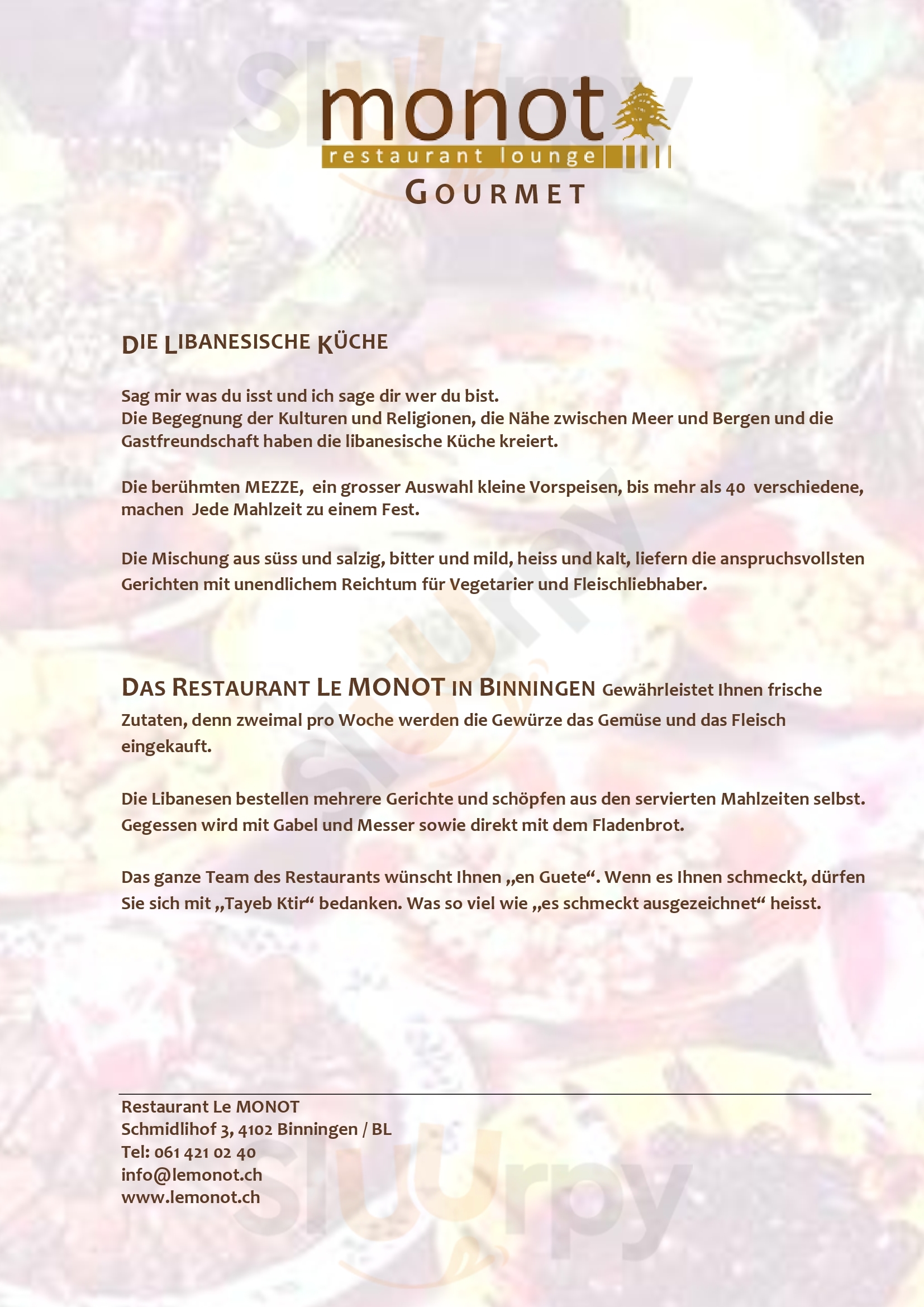 Le Monot Gourmet Basel Menu - 1
