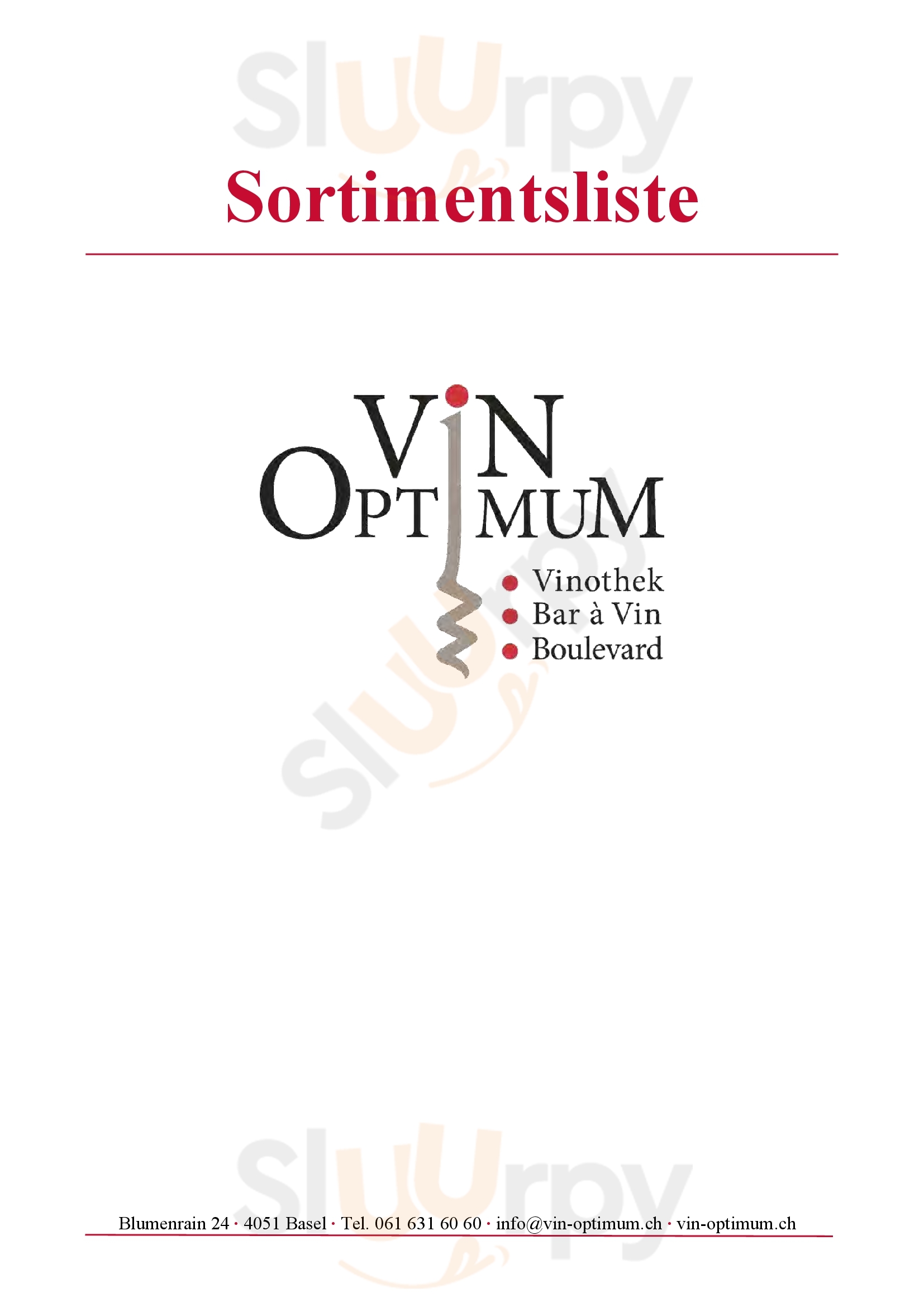 Vinoptimum Bar à Vin Vinothek Basel Menu - 1