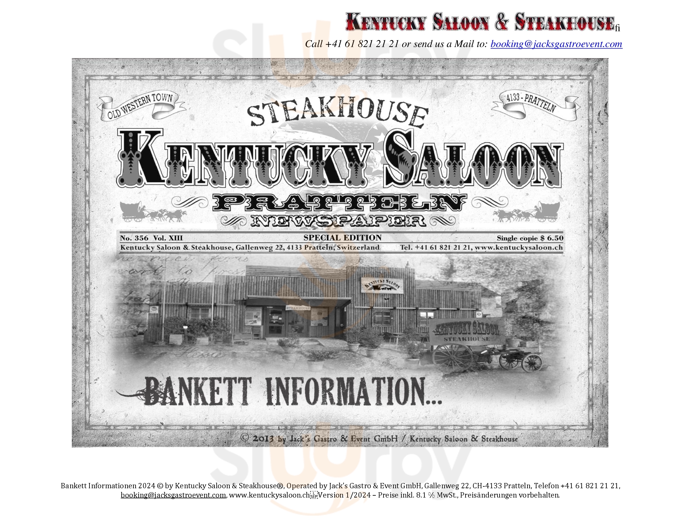 Kentucky Saloon & Steakhouse Pratteln Menu - 1