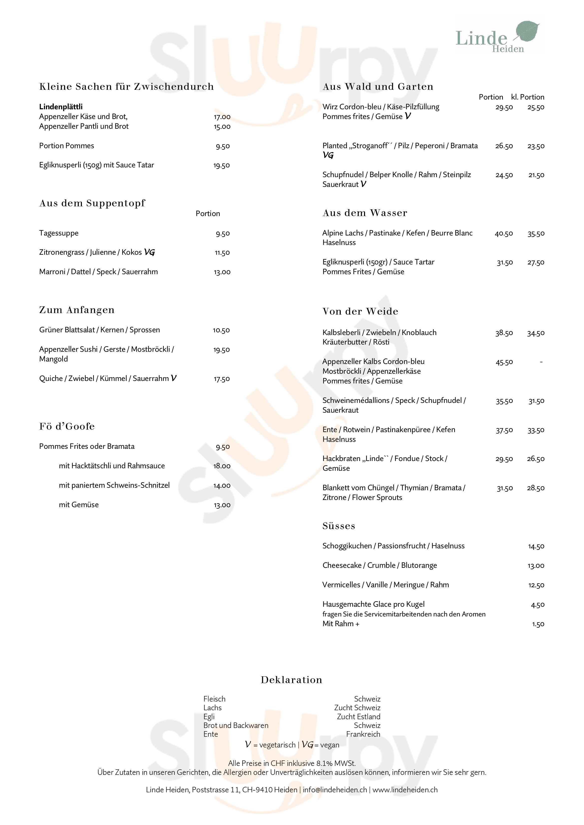 Hotel & Restaurant Linde Heiden Heiden Menu - 1