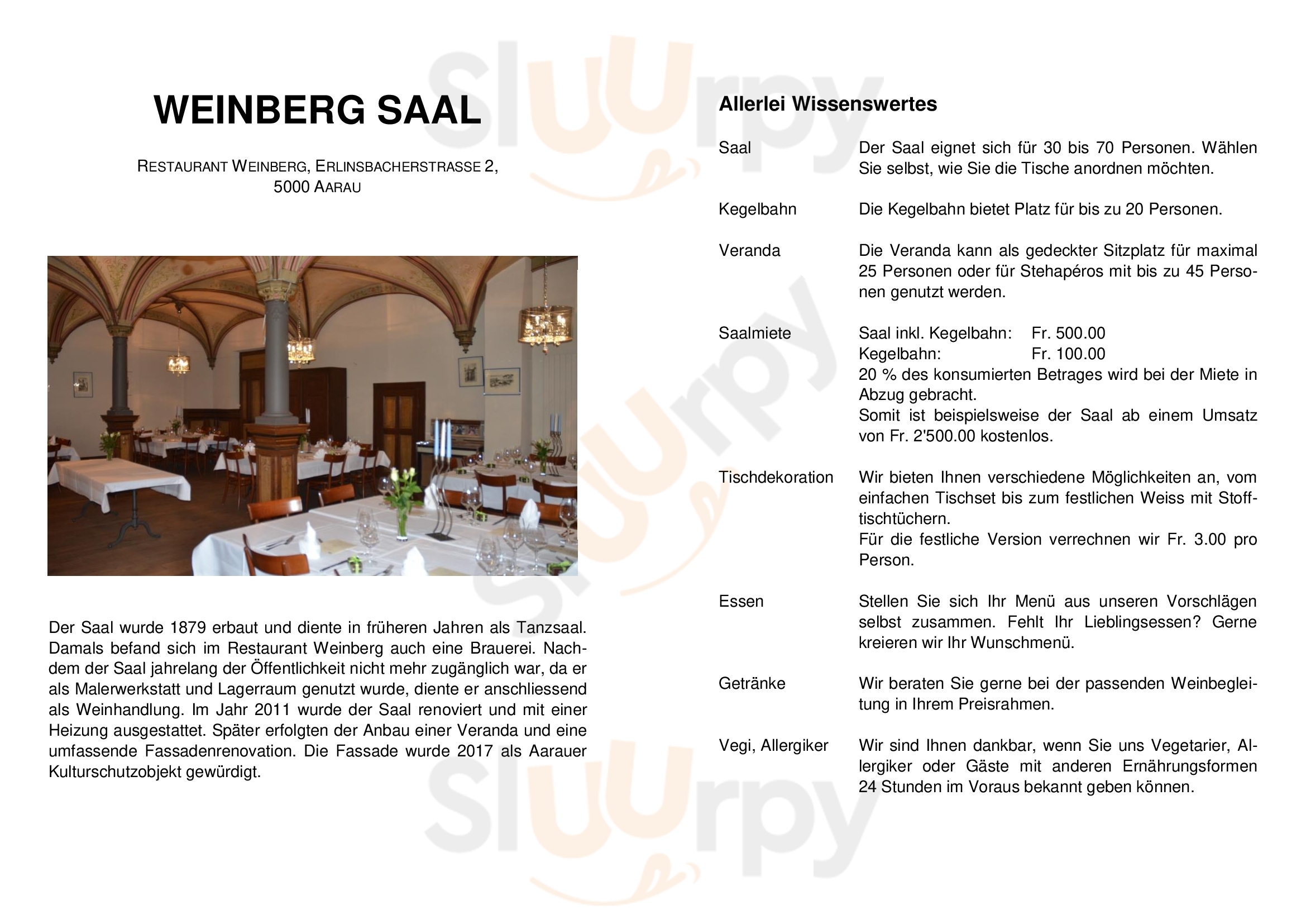 Restaurant Weinberg Aarau Menu - 1