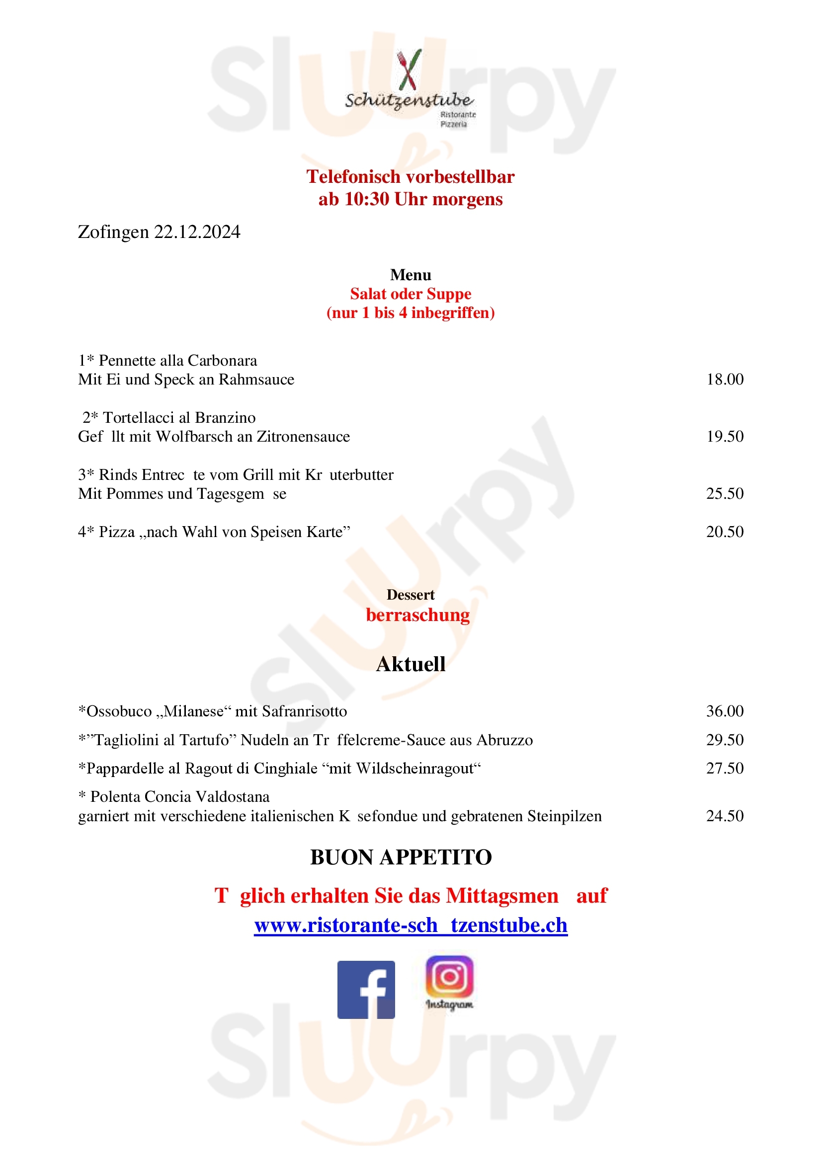 Schützenstube Zofingen Menu - 1