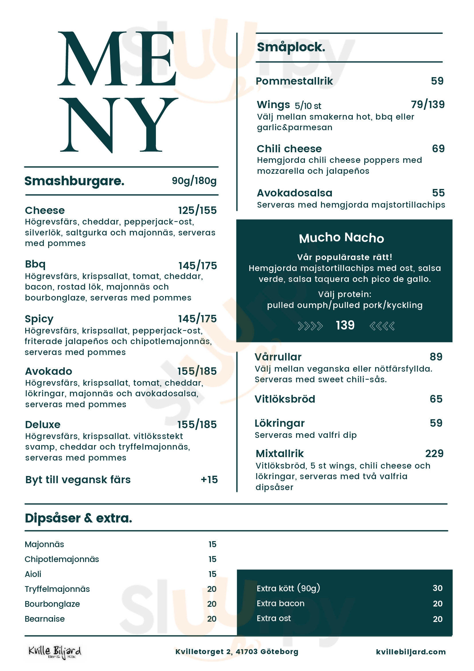 Kville Biljard Göteborg Menu - 1