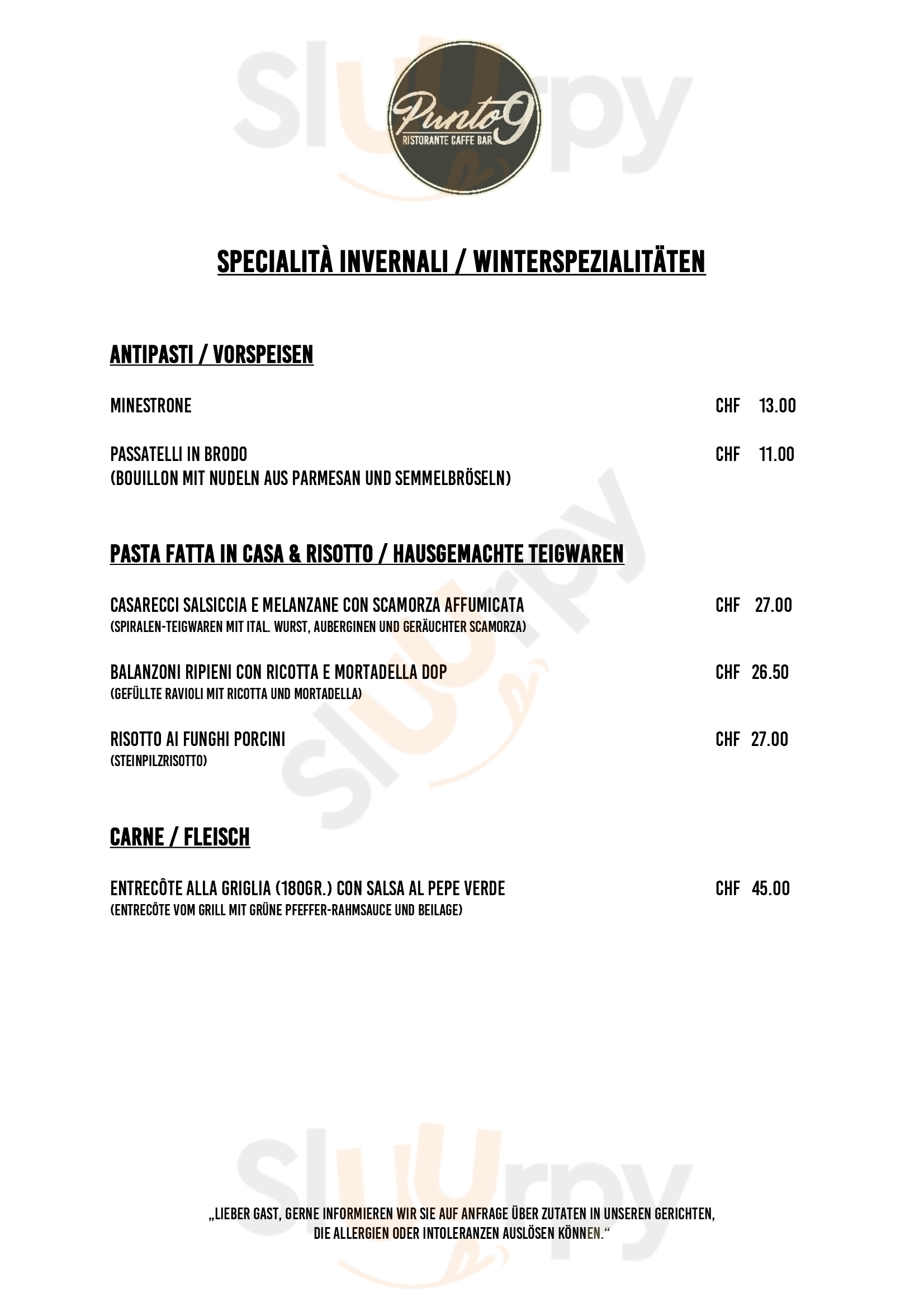 Punto 9 Dubendorf Menu - 1