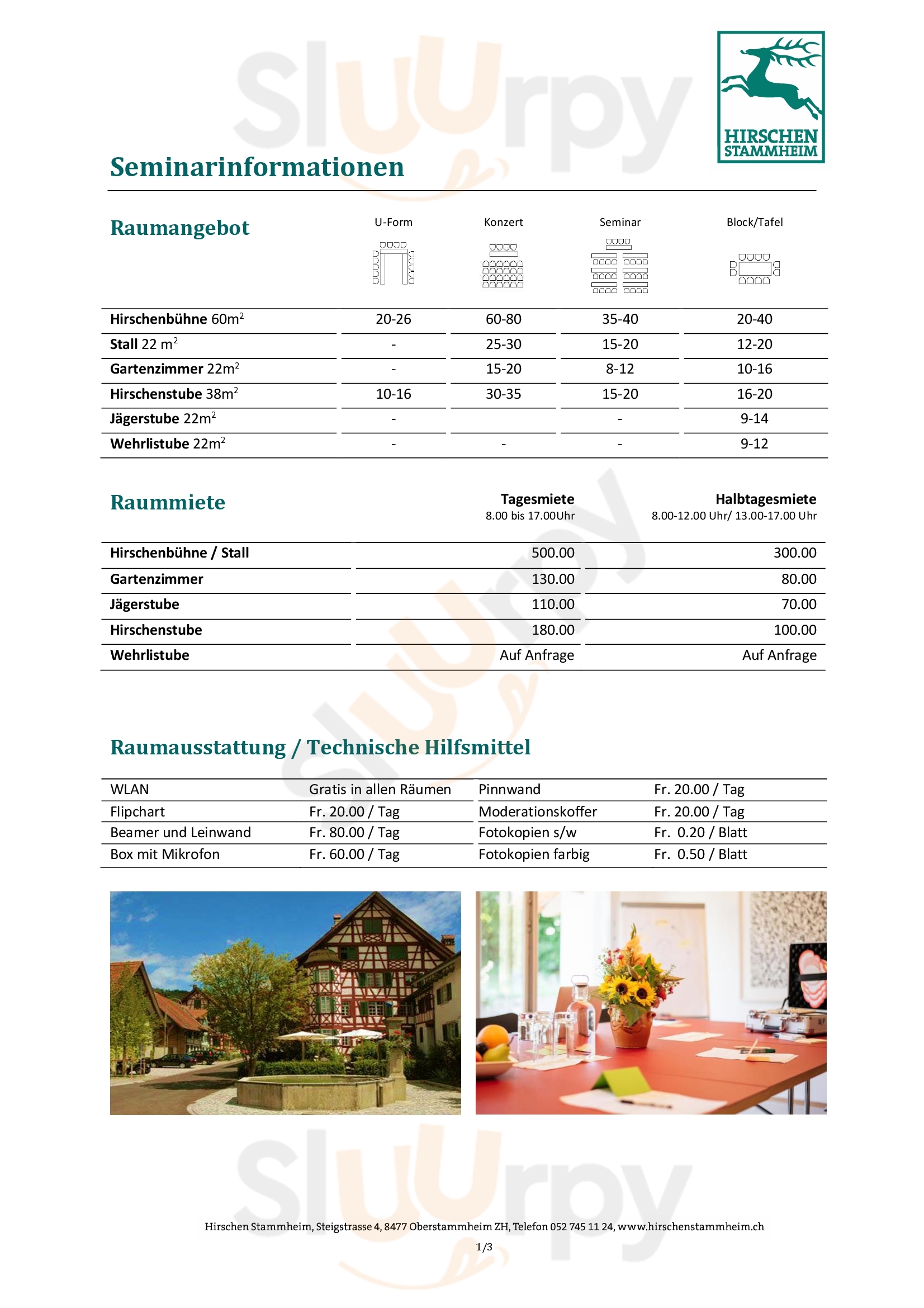 Restaurant Hirschen Stammheim Oberstammheim Menu - 1