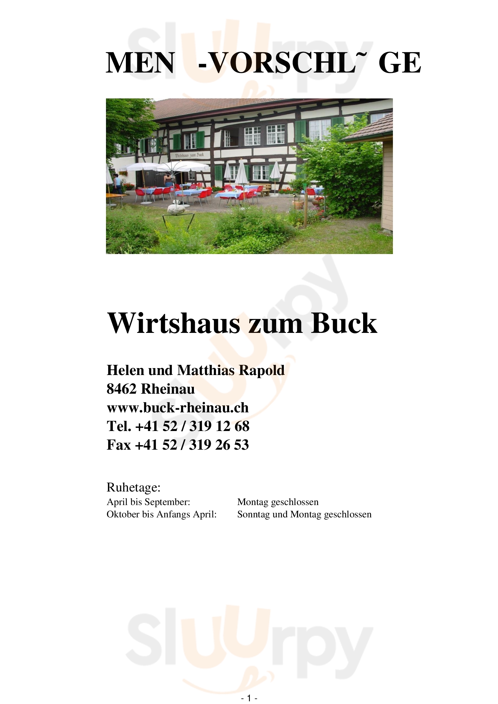 Restaurant Zum Buck Rheinau Menu - 1