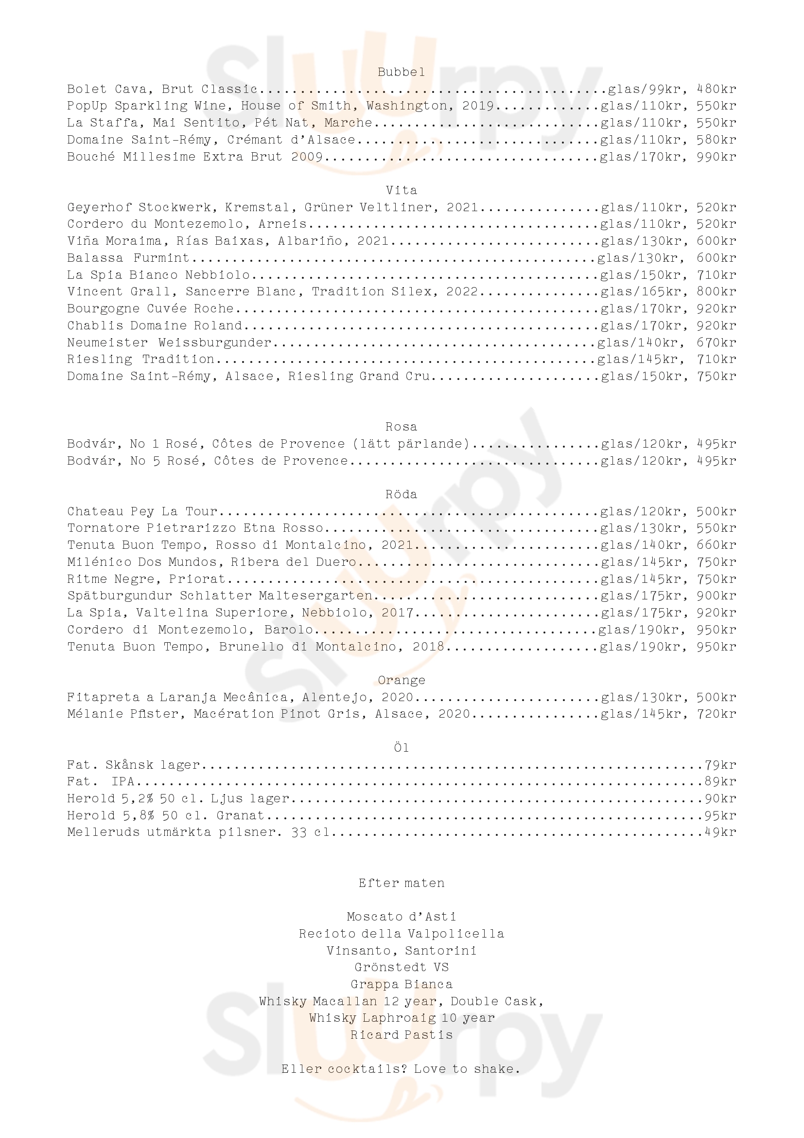 Main Menu - Stortorget 11 Restaurant