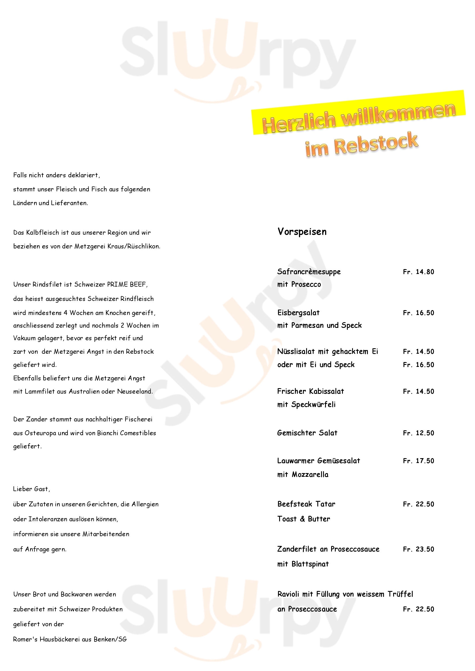 Rebstock Thalwil Menu - 1