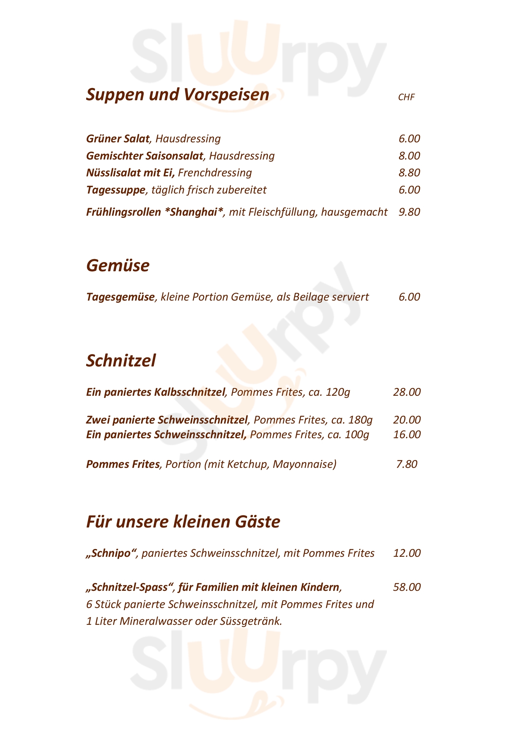 Restaurant Freihof Marthalen Menu - 1