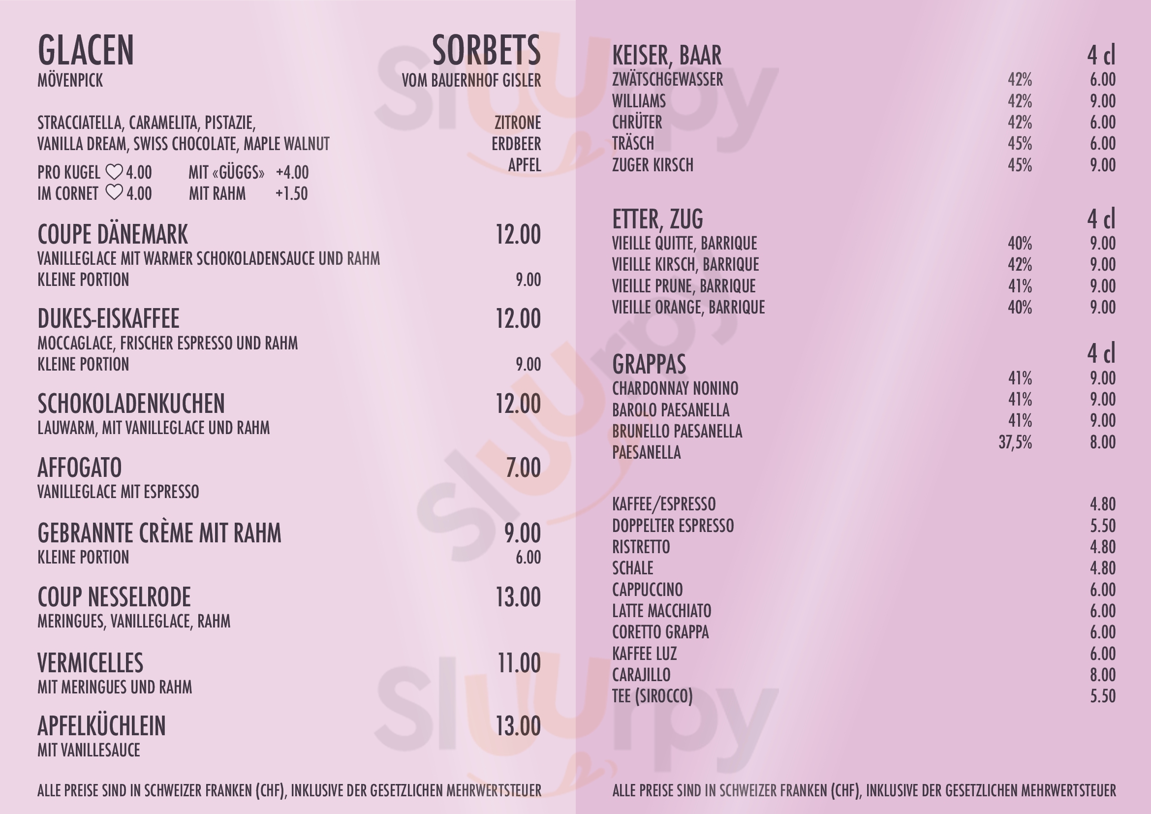 Dukes Restaurant Sihlbrugg Menu - 1