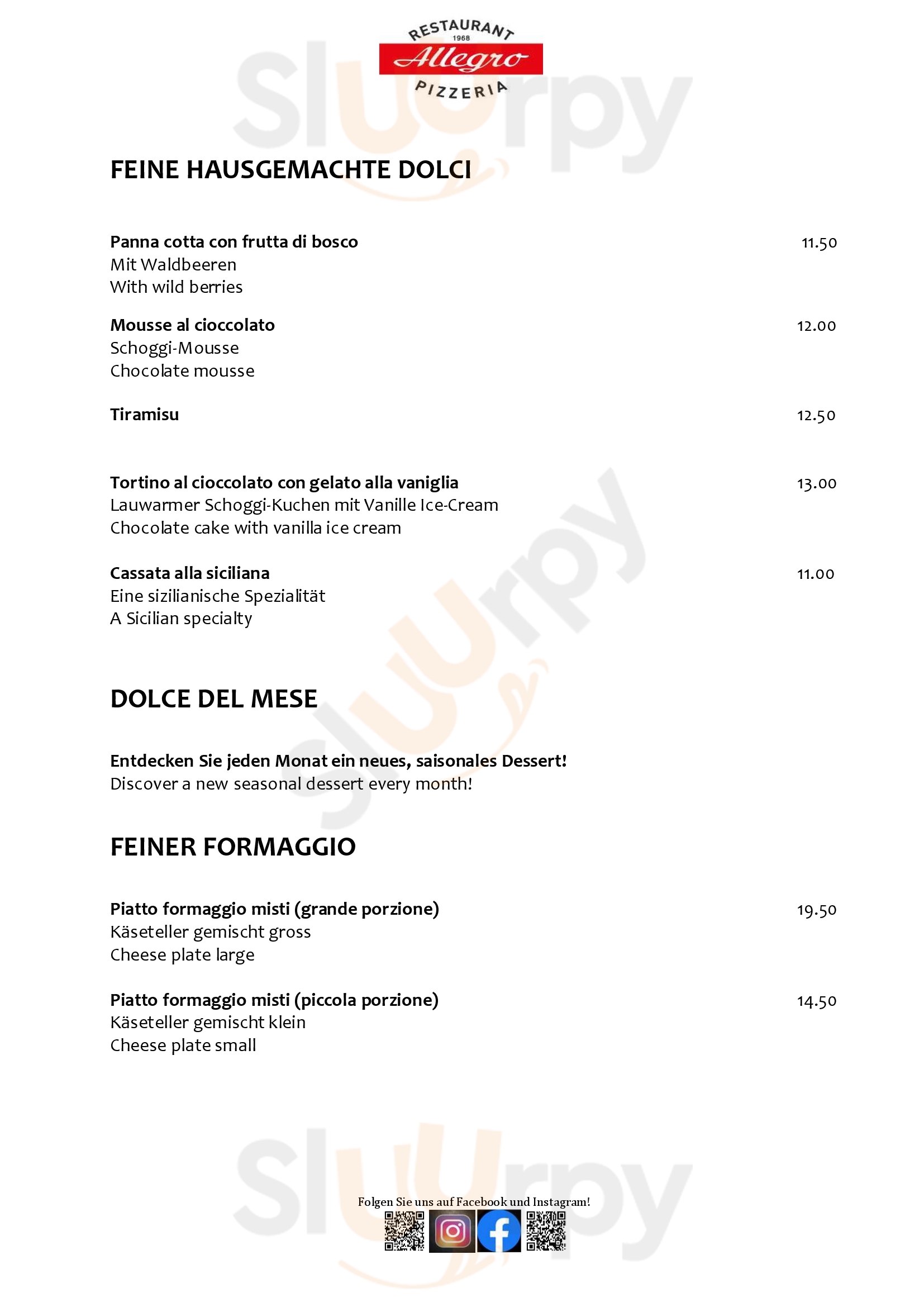 Restaurant Allegro Zürich Menu - 1