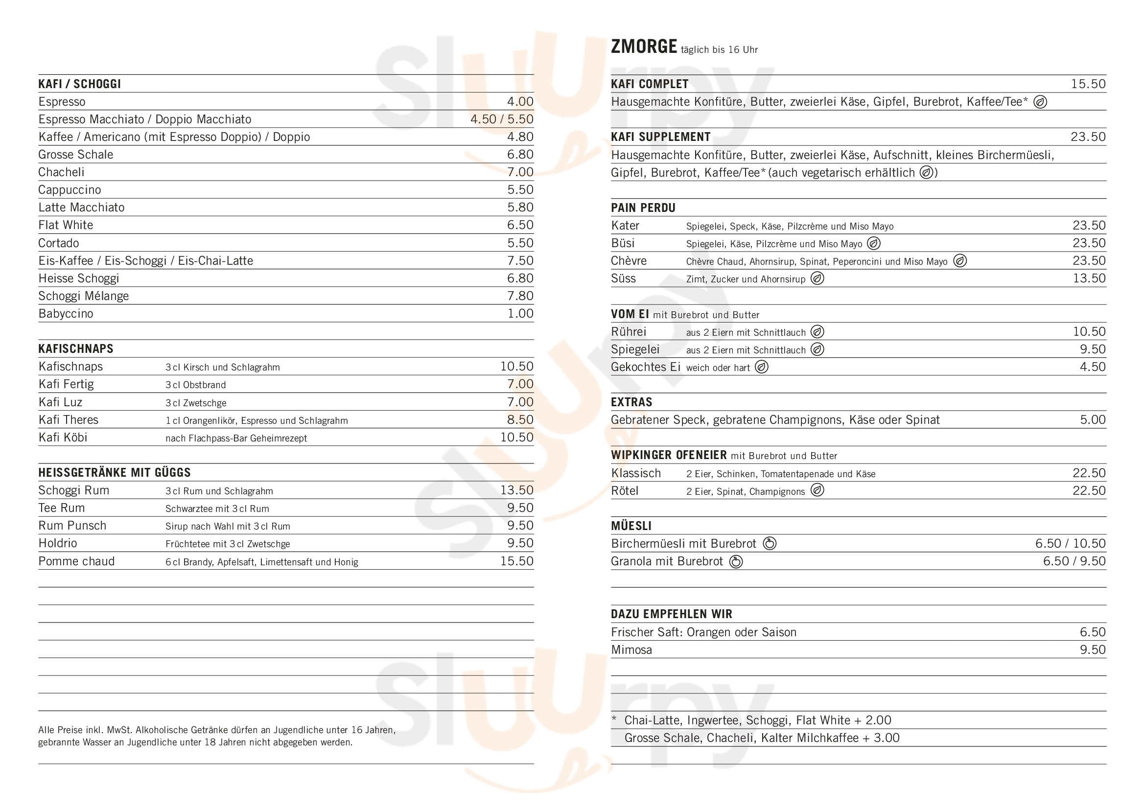 Kafischnaps Zürich Menu - 1