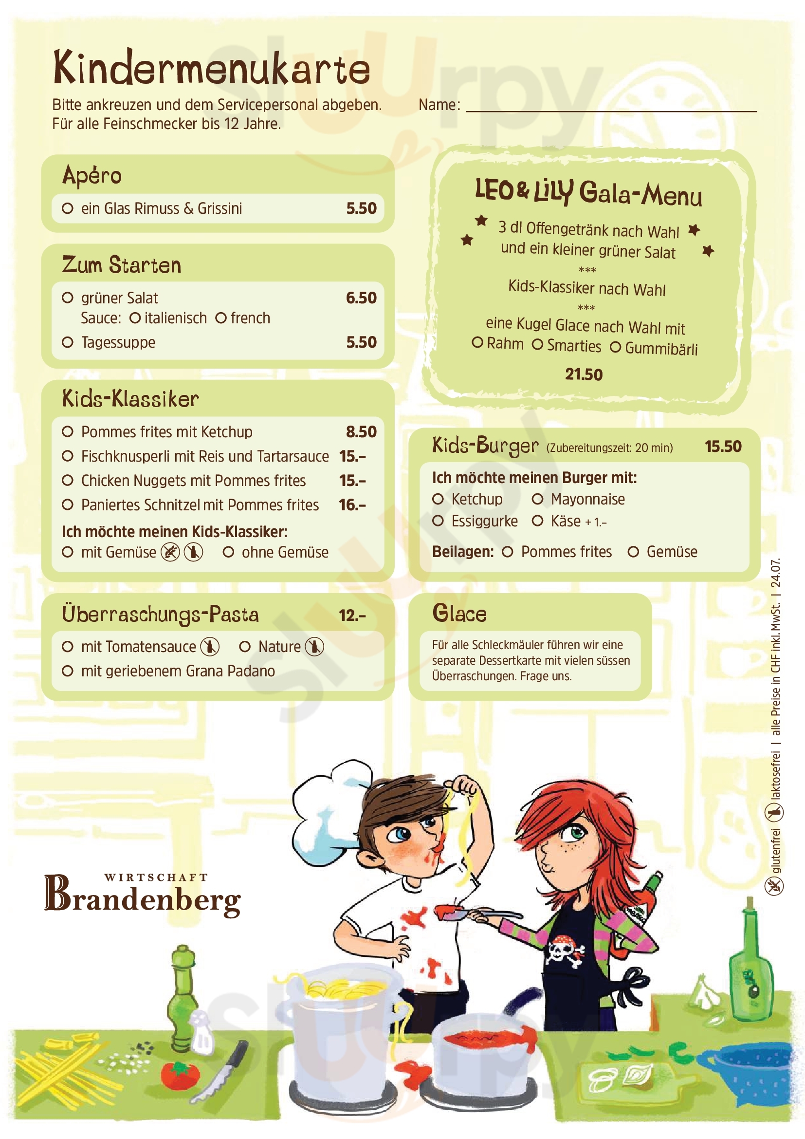 Wirtschaft Brandenberg Zug Menu - 1