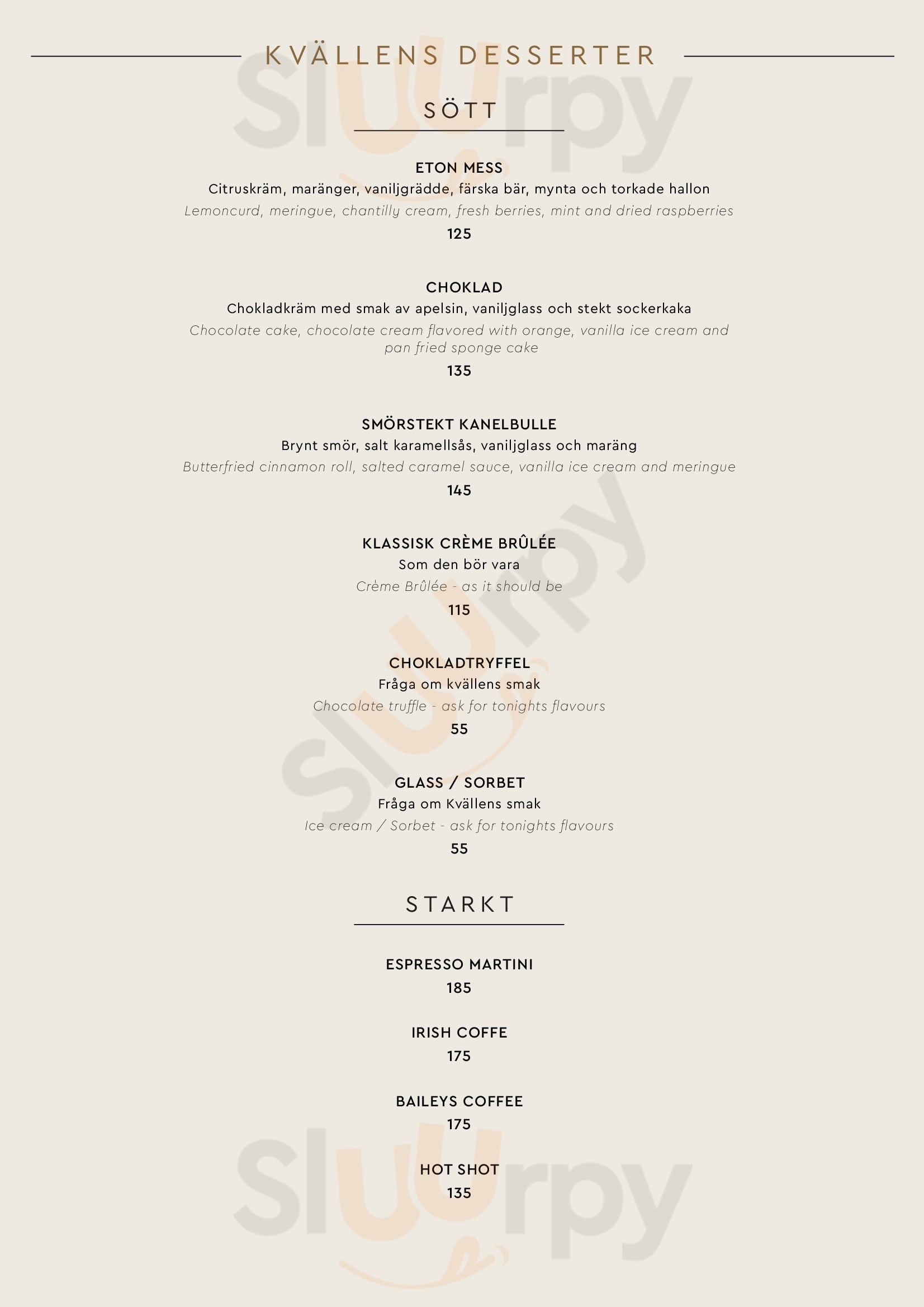 Josefina Stockholm Menu - 1