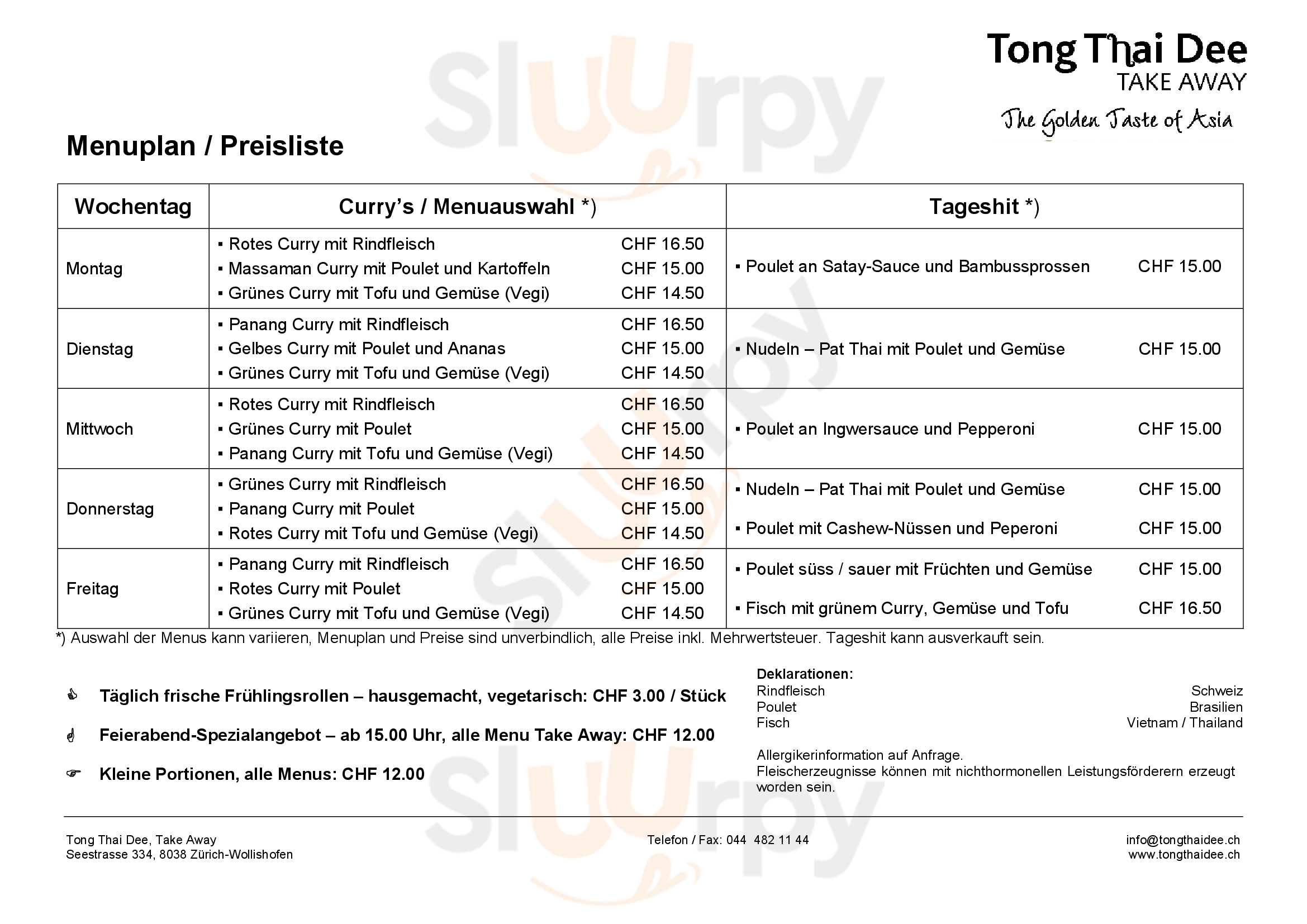 Main Menu - Tong Thai Dee
