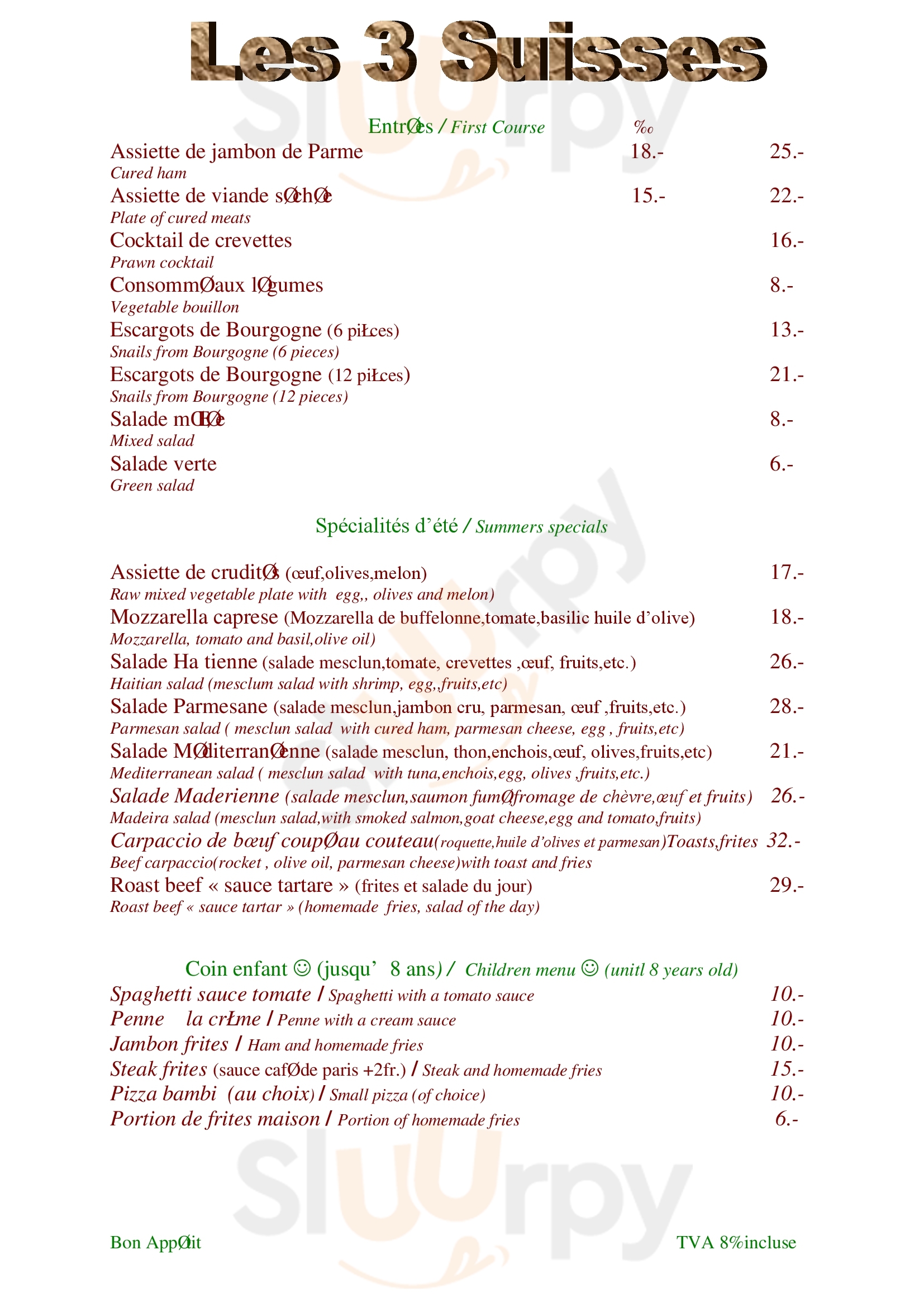 Cafe De La Poste Chexbres Menu - 1