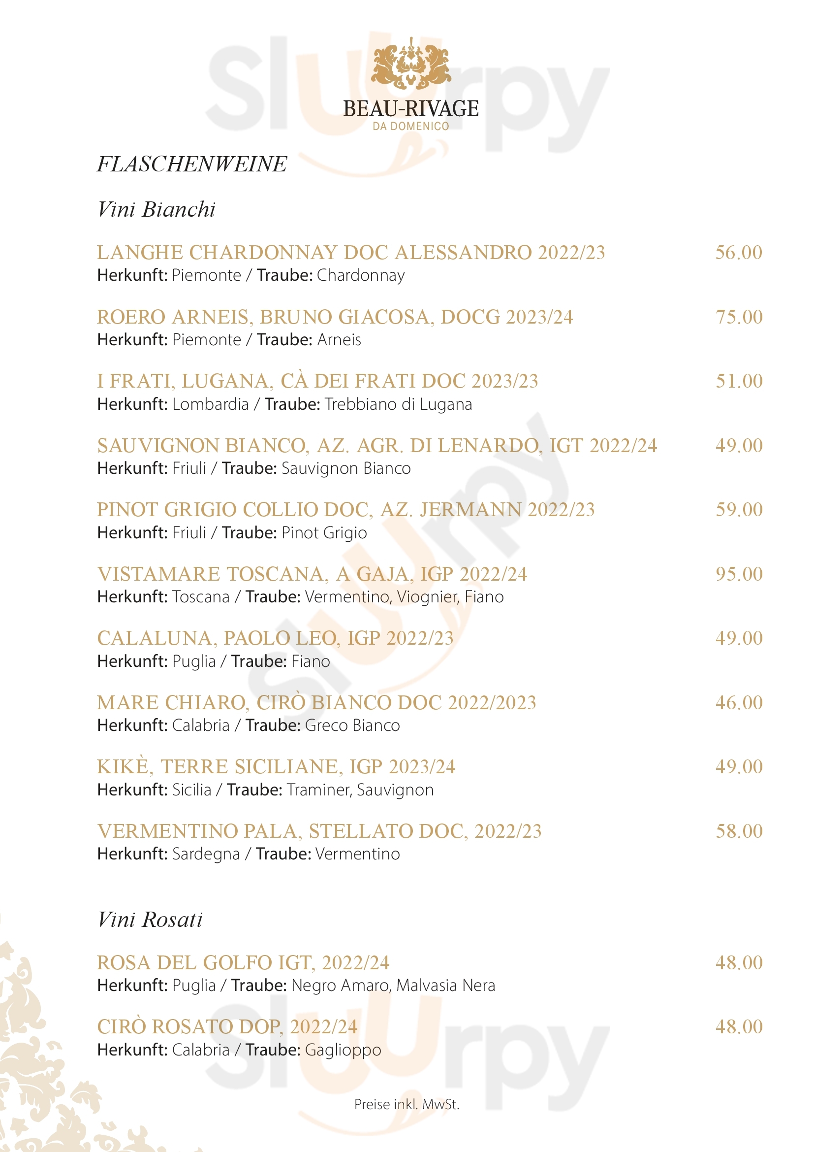 Ristorante Beau Rivage Da Domenico Thun Menu - 1