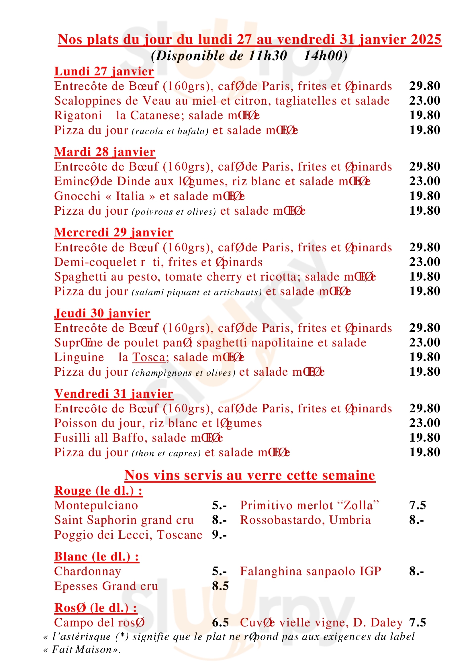 Da Carlo Lausanne Menu - 1