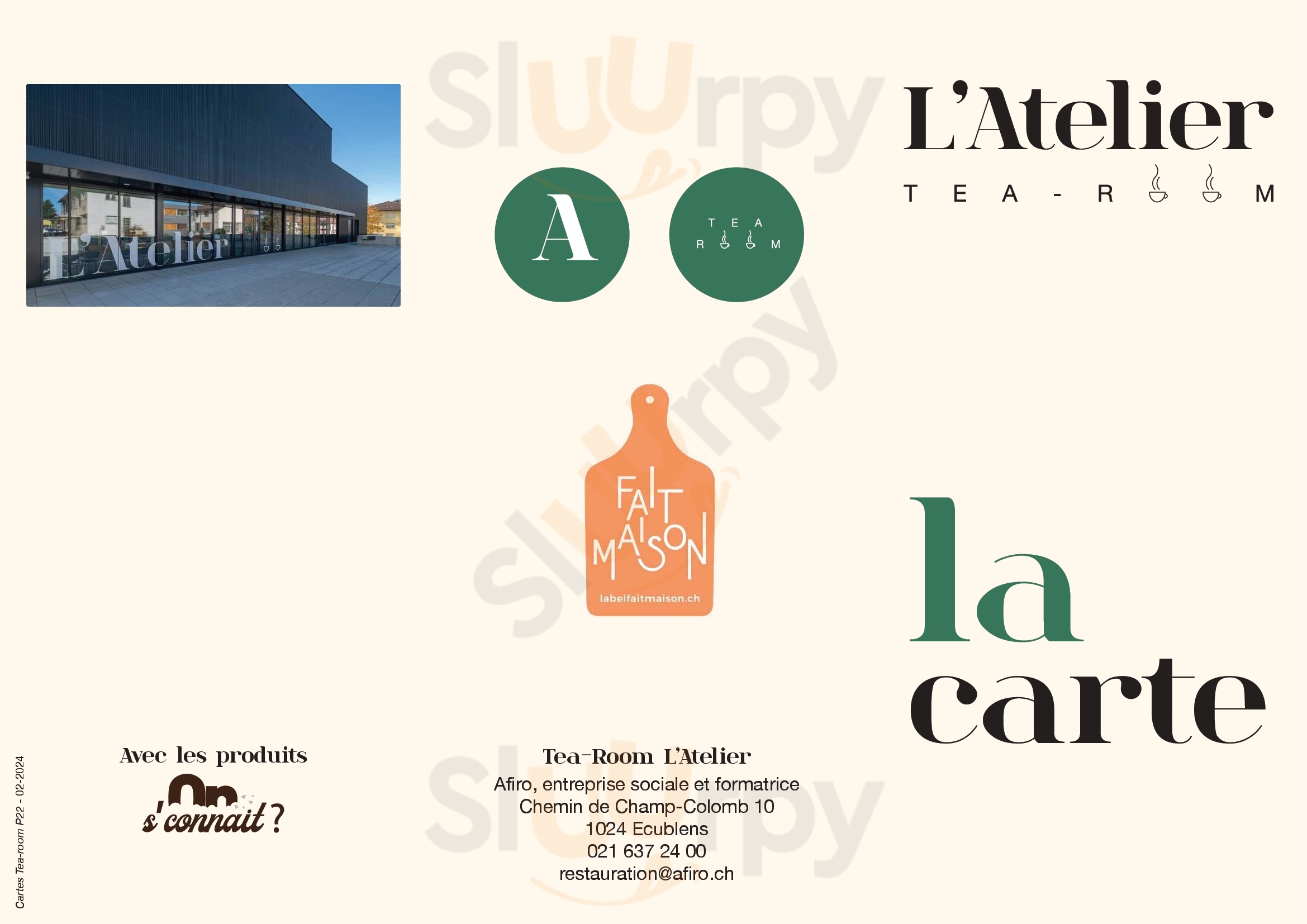 Tea-room Le Phénix Et Cafétéria Afiro Lausanne Menu - 1