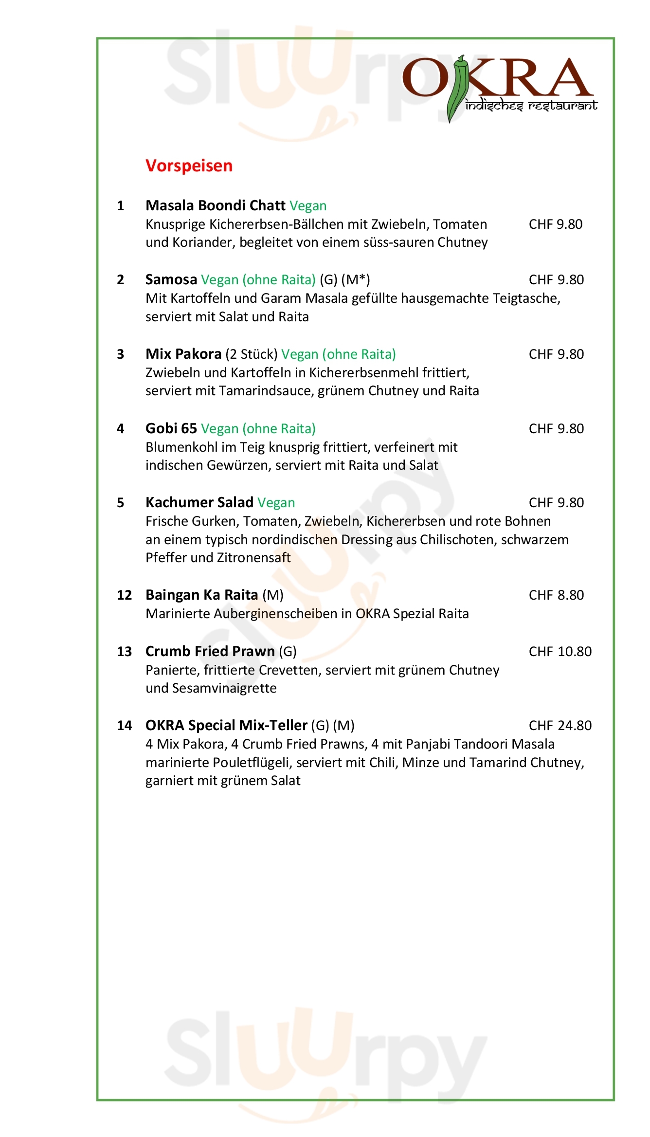 Restaurant Okra Bern Menu - 1