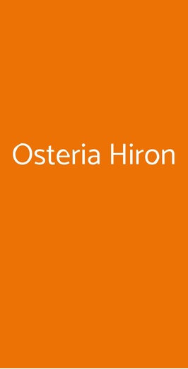 Osteria Hiron, Firenze