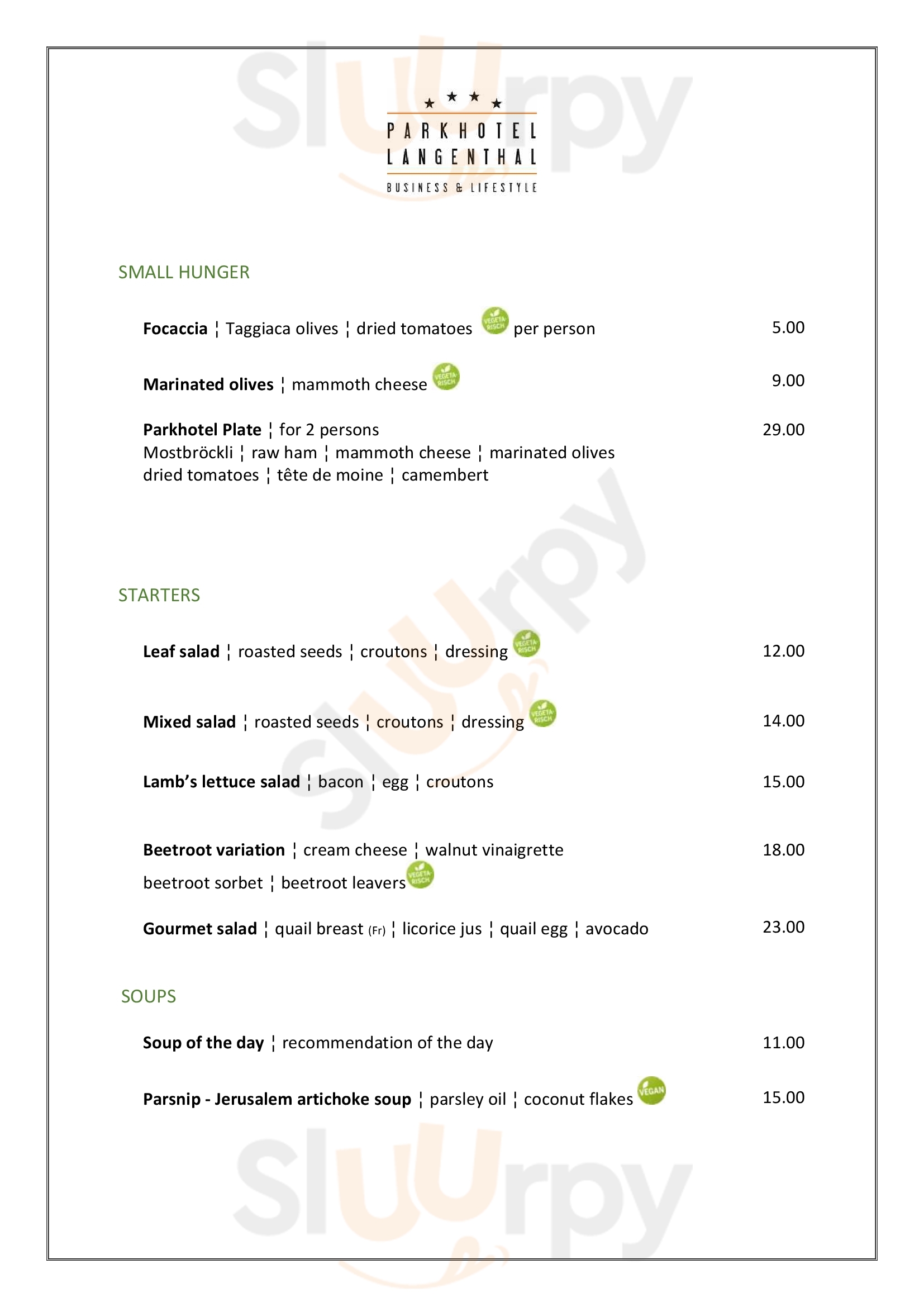 Comme Il Faut Langenthal Menu - 1