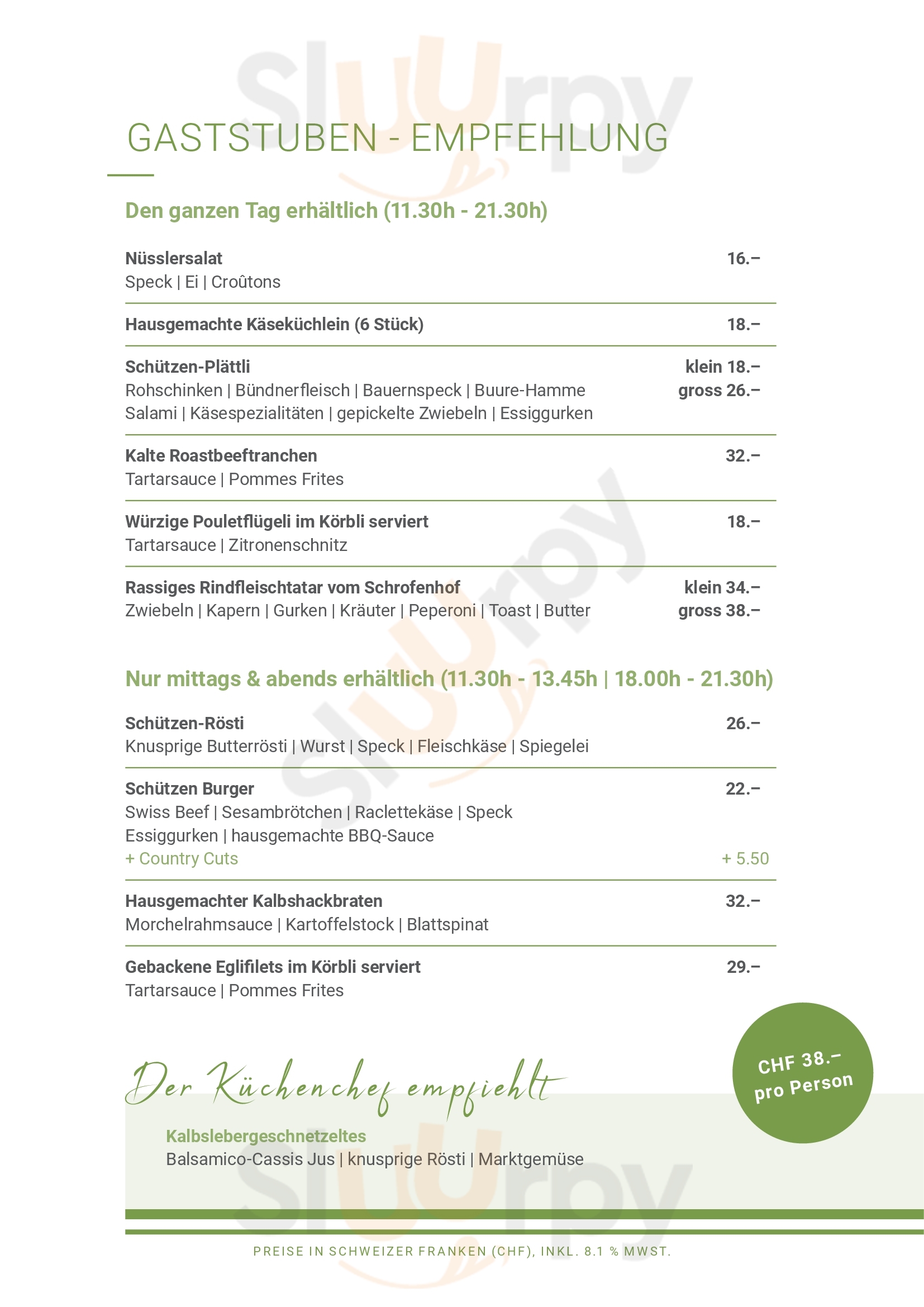 Restaurant Schützen Steffisburg Menu - 1