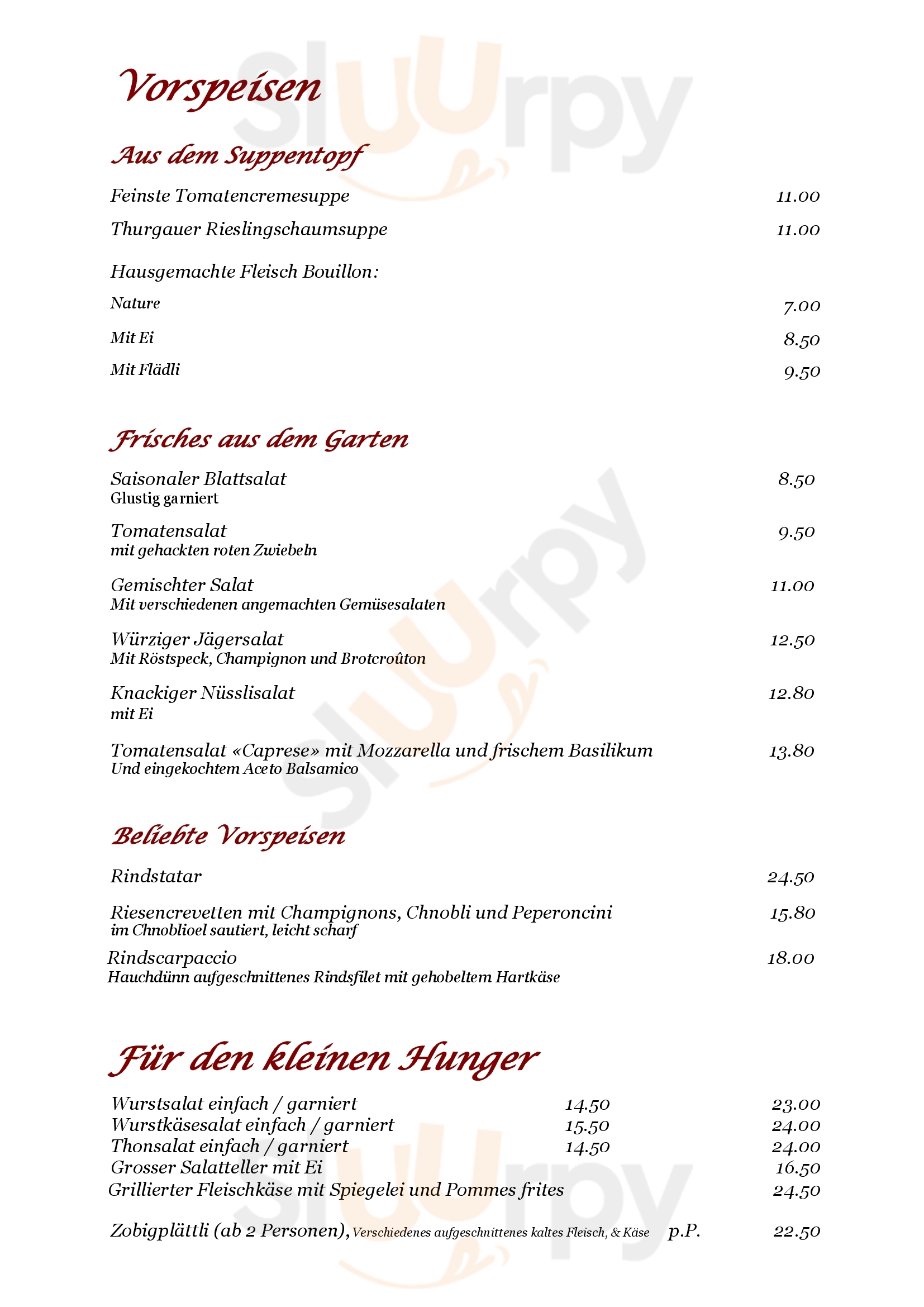 Landgasthof Adler Niederhelfenschwil Menu - 1