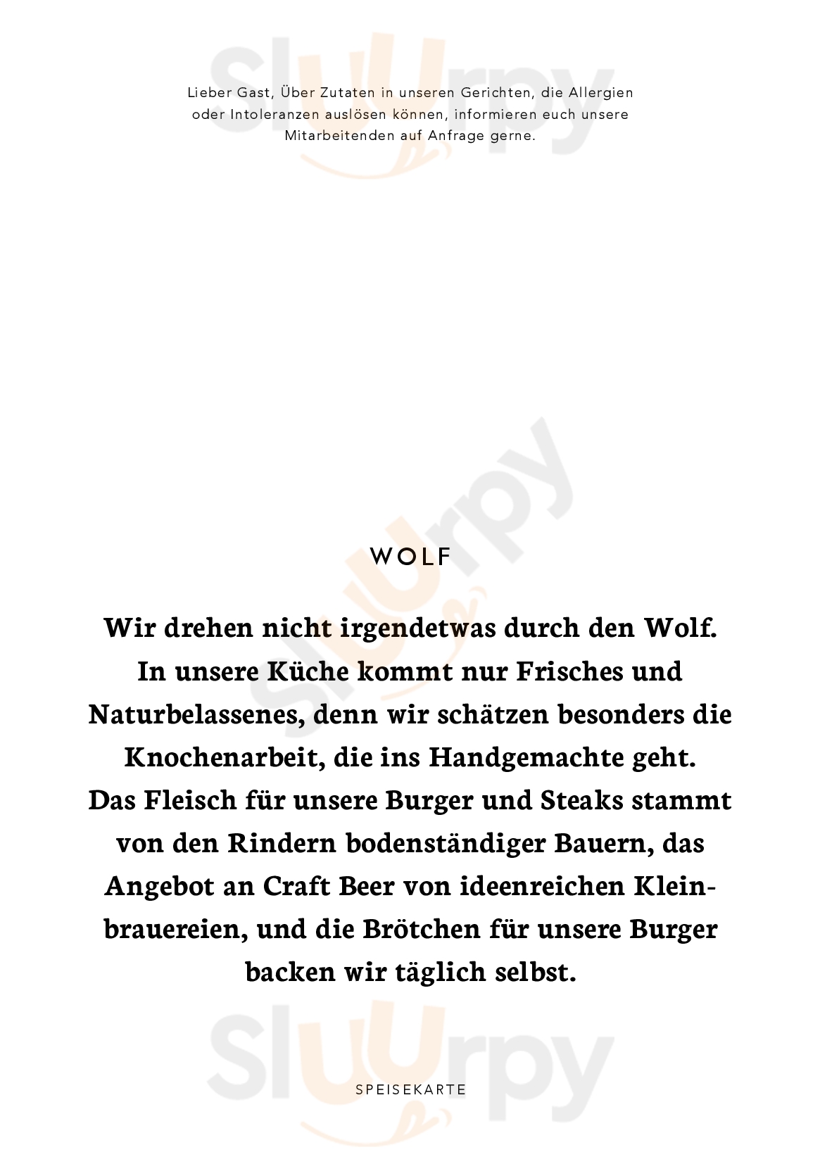 Wolf - Burger & Steak Bar Luzern Menu - 1