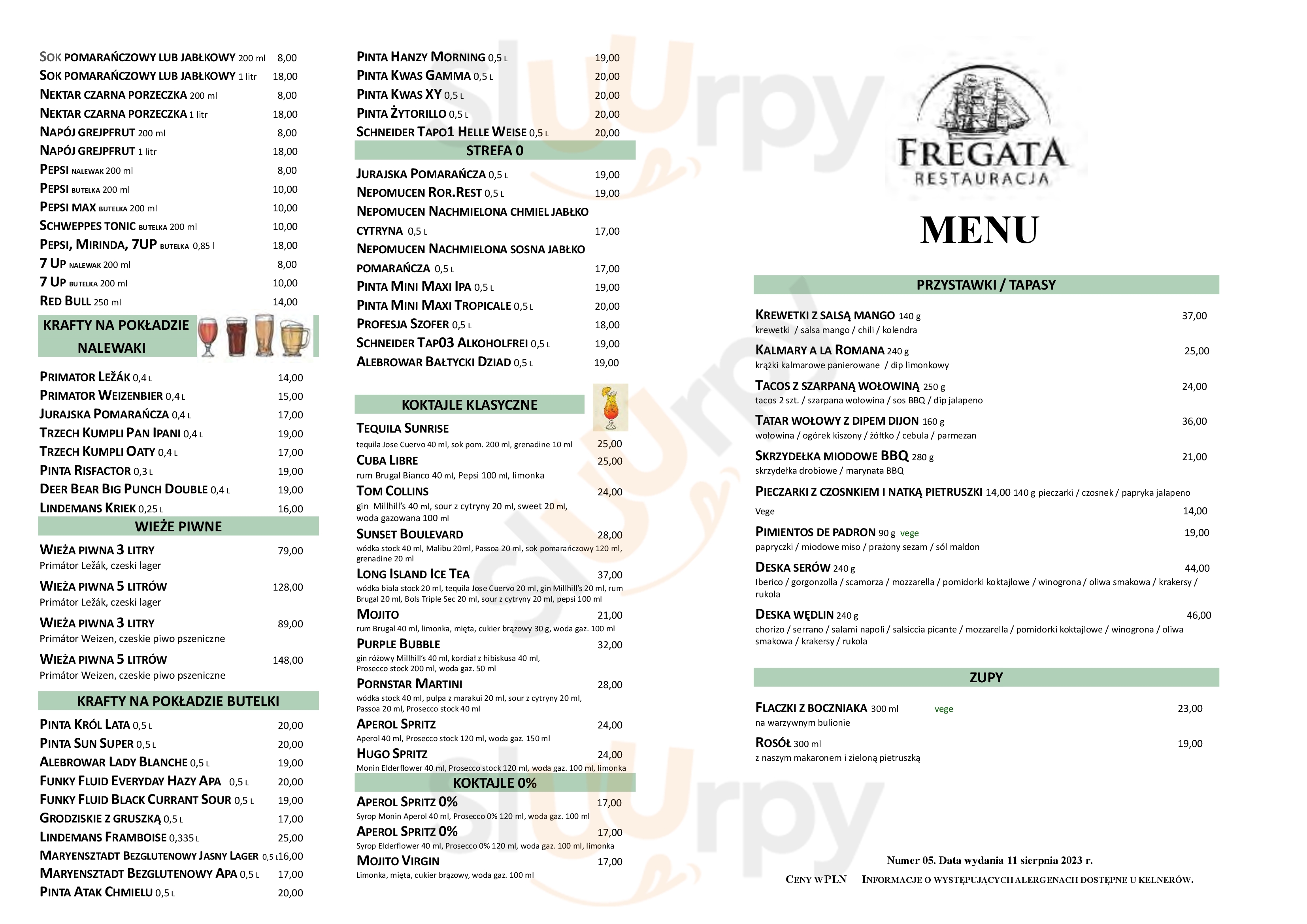 Restauracja Fregata Koszalin Menu - 1