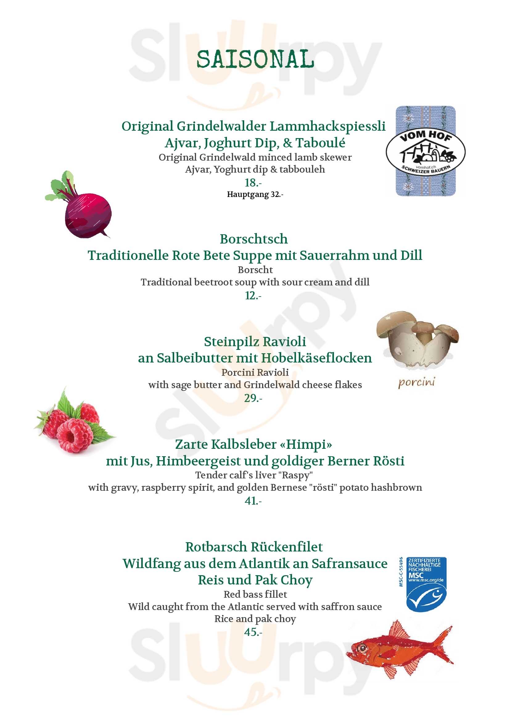 Restaurant Kreuz & Post Grindelwald Menu - 1