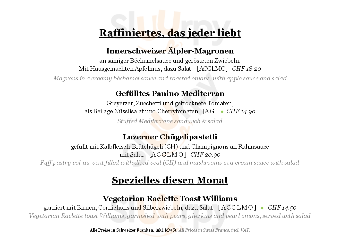 Treichler Zuger Kirschtorten Zug Menu - 1