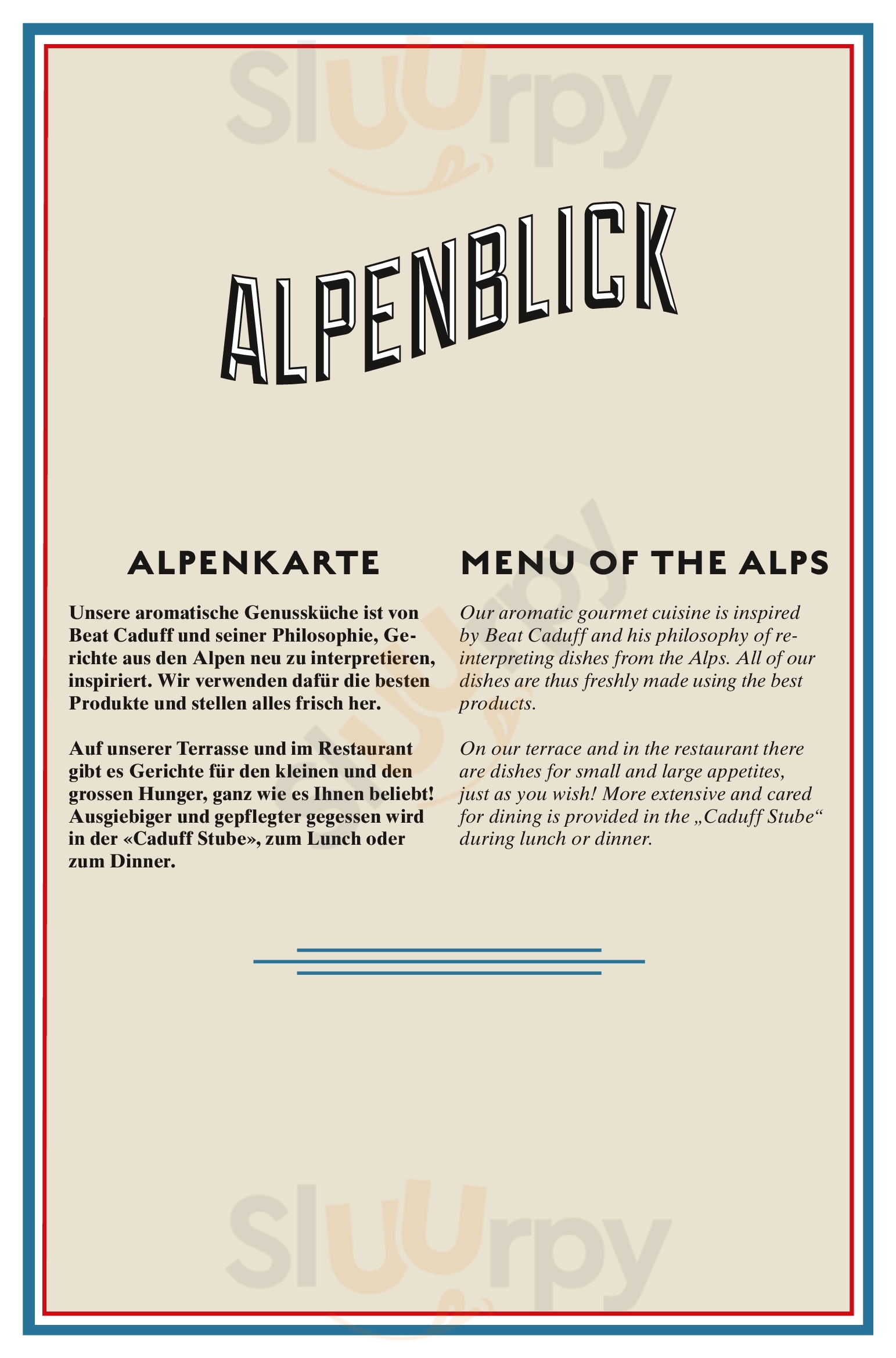 Alpenblick Bergrestaurant & Hotel Arosa Menu - 1