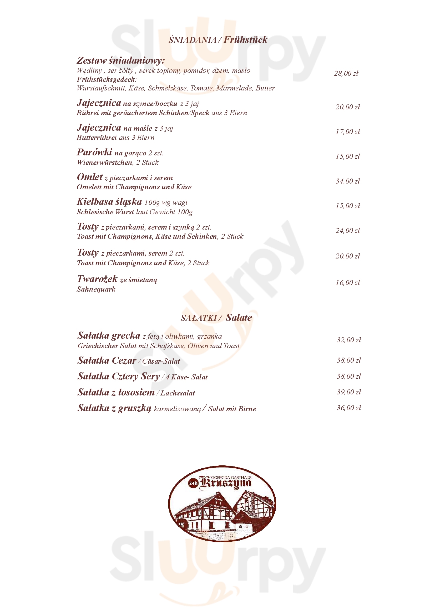 Gospoda Kruszyna Bolesławiec Menu - 1