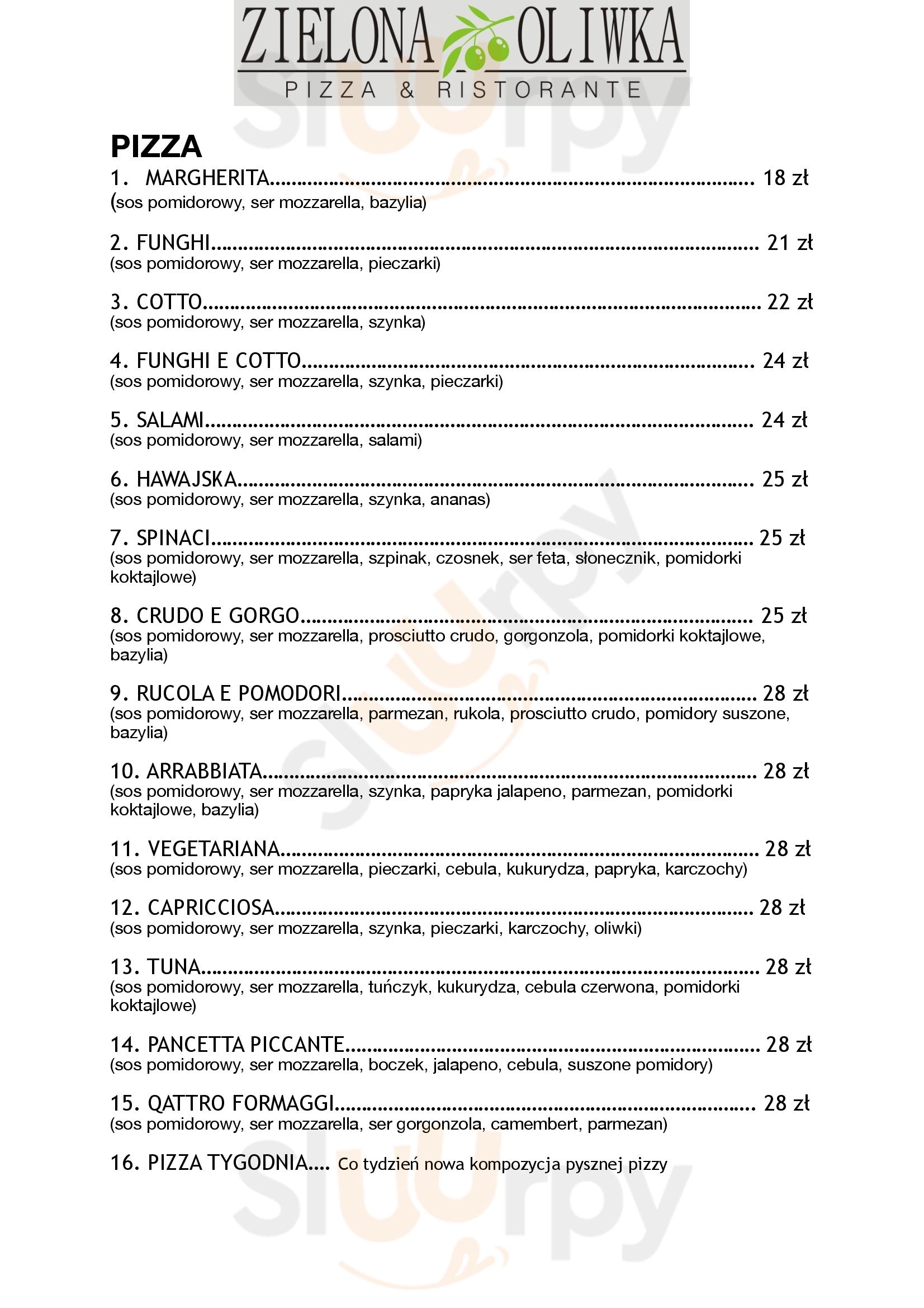 Zielona Oliwka Pizza & Ristorante Lubawka Menu - 1