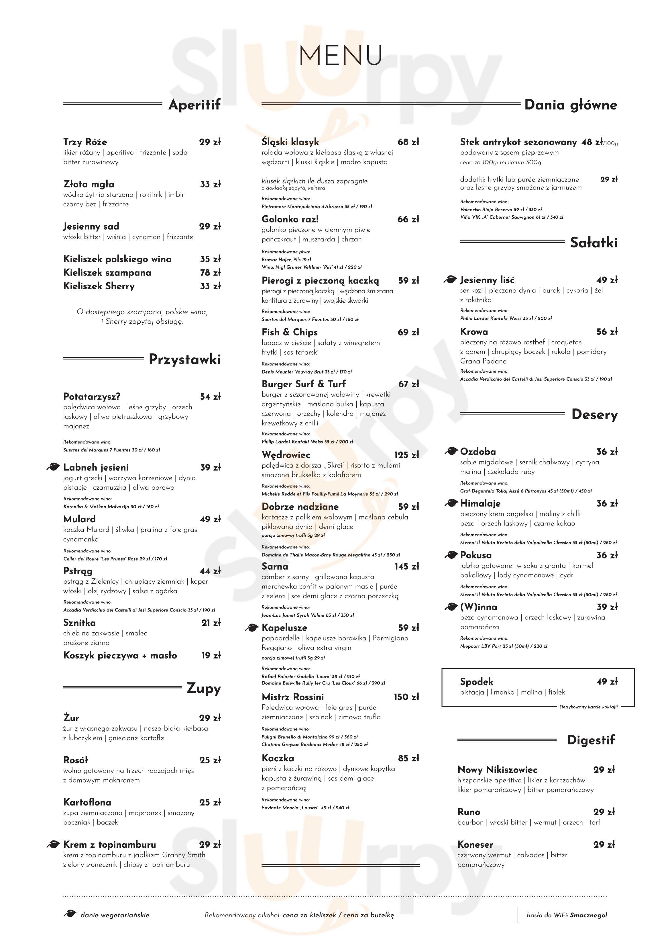 Śląska Prohibicja Katowice Menu - 1