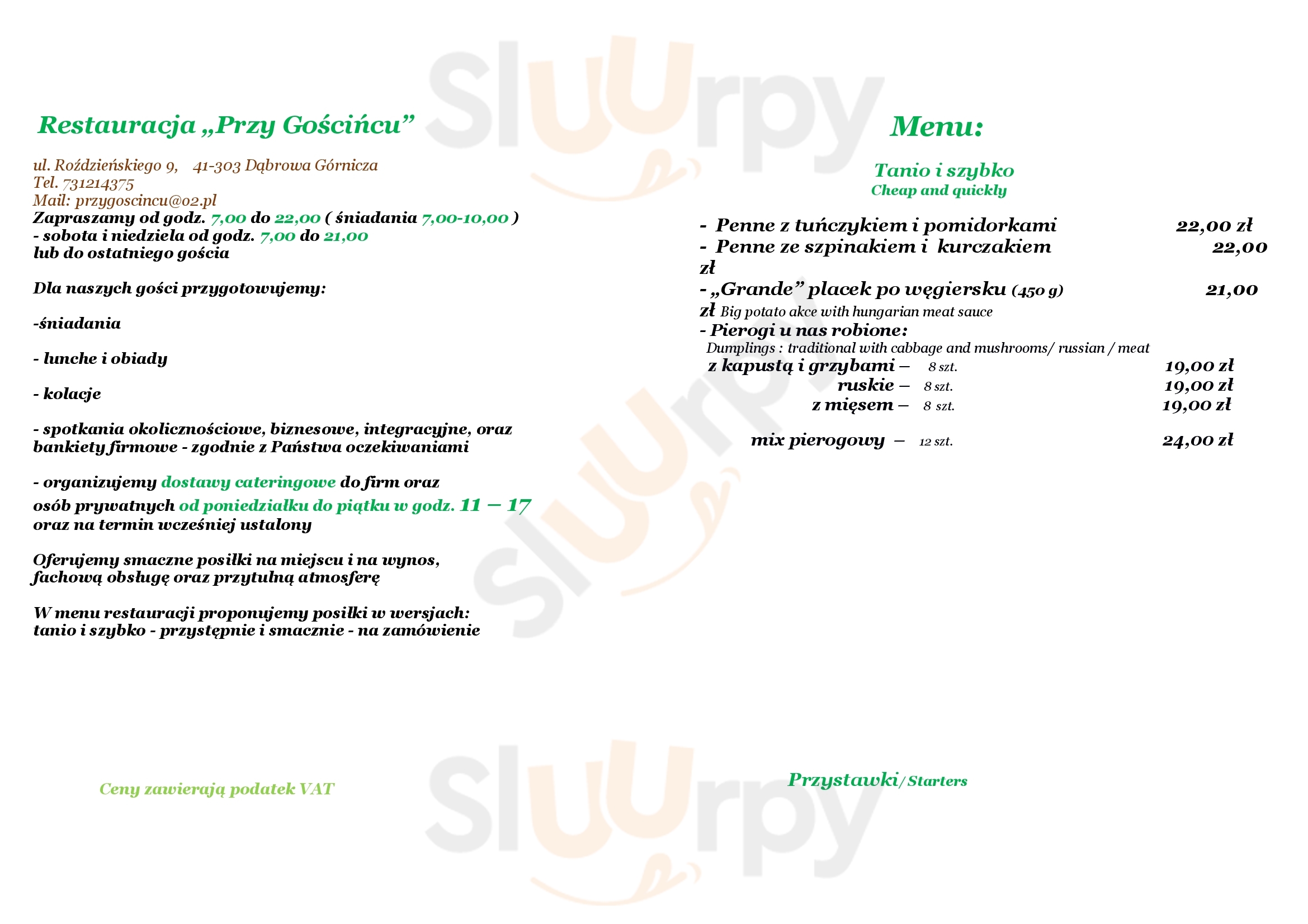 Restauracja Przy Gościńcu Dąbrowa Górnicza Menu - 1