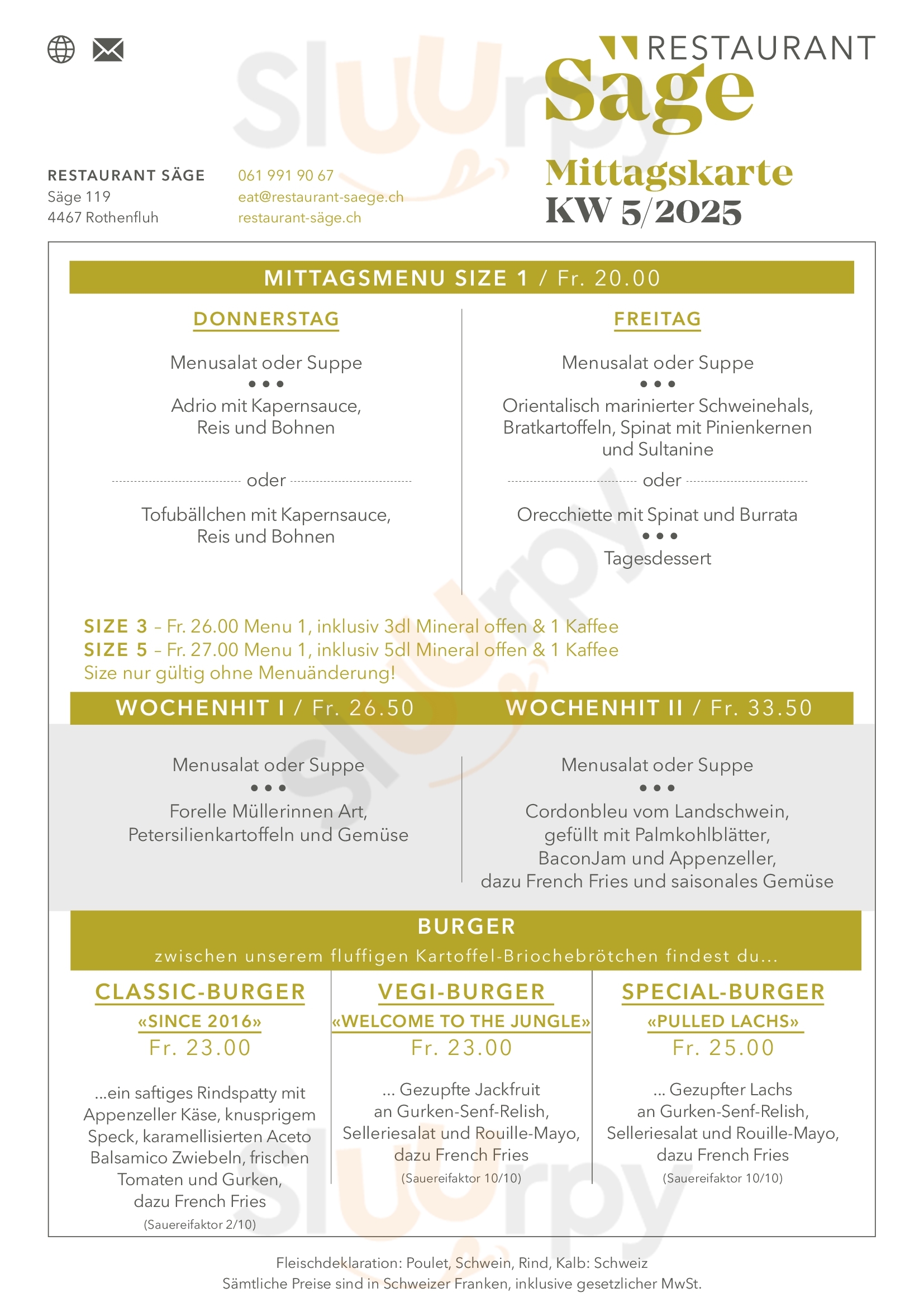 Restaurant Sage Sissach Menu - 1