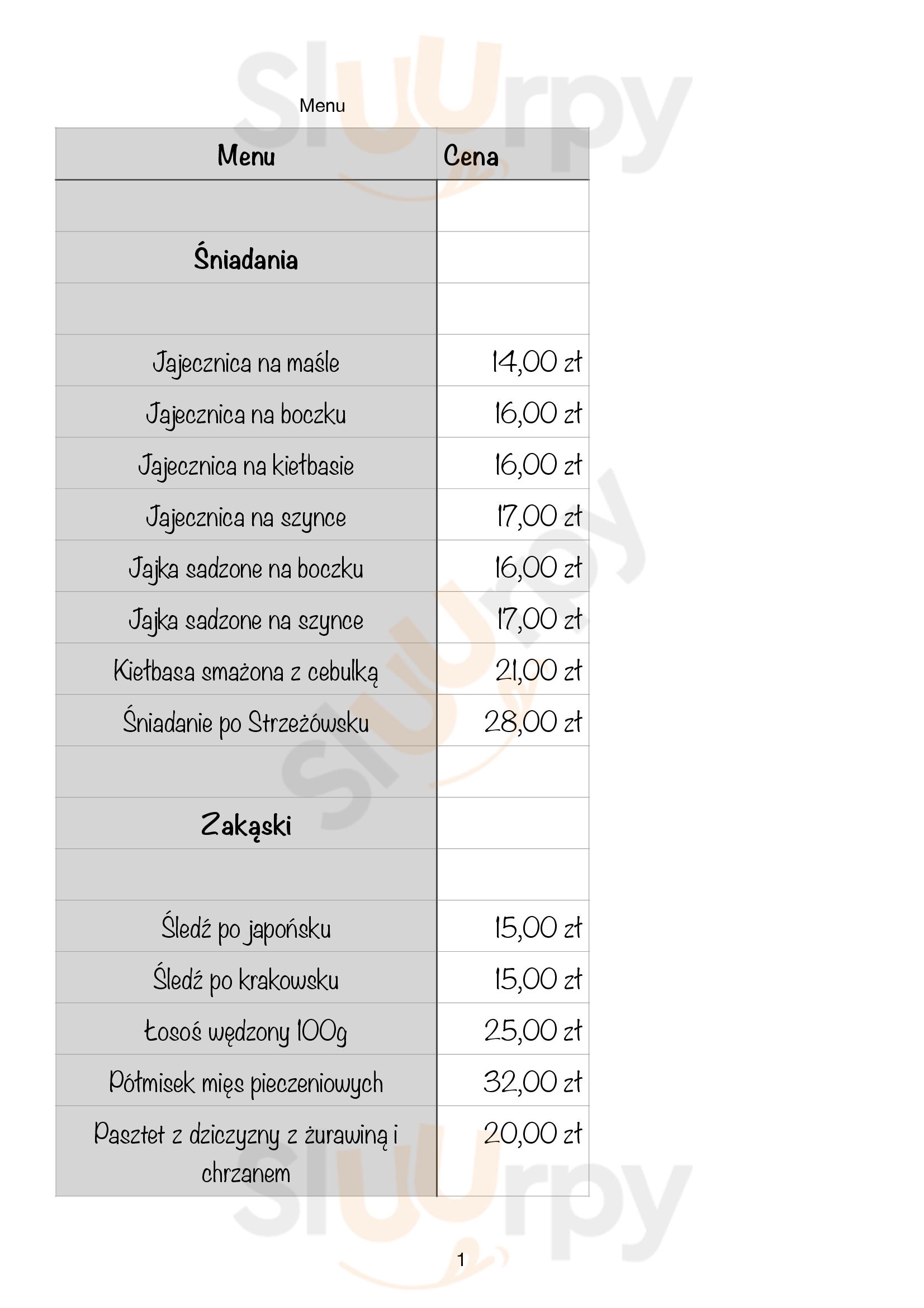 Karczma Siedlisko Miechów Menu - 1