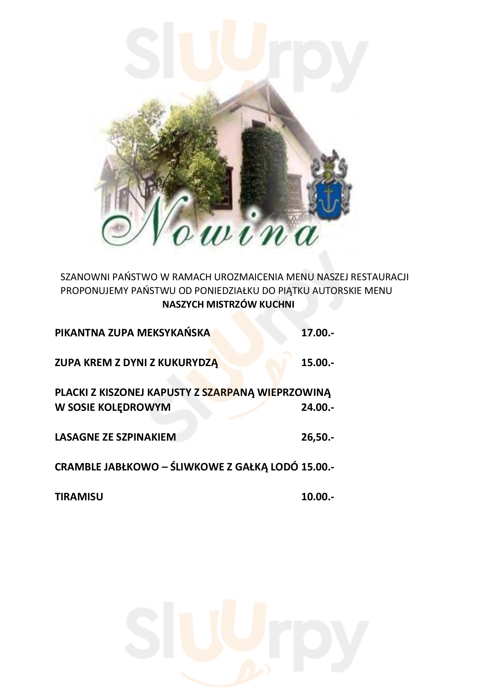 Restauracja Nowina Głogoczów Menu - 1